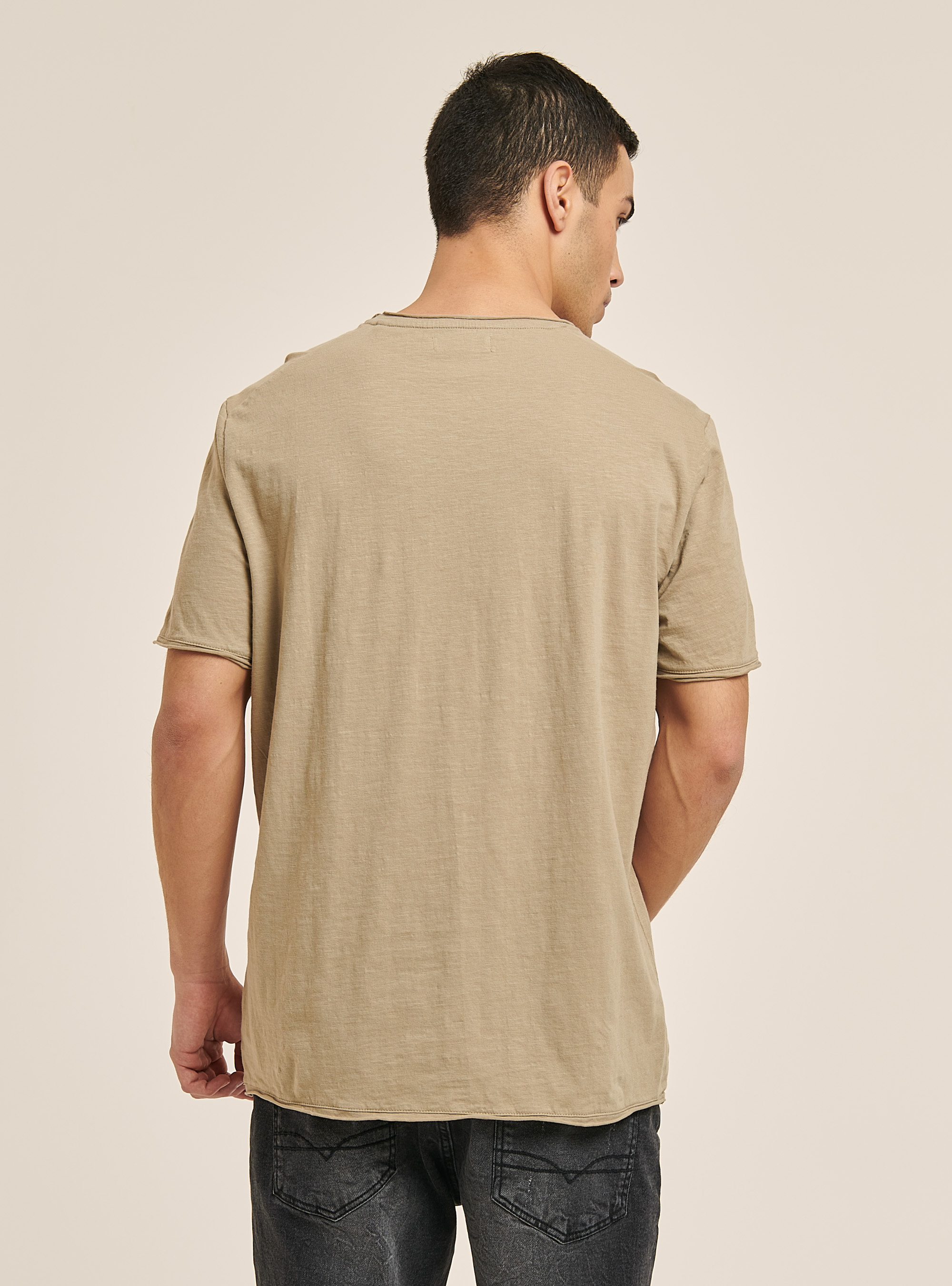 Basic plain cotton T-shirt, C1150 SAND