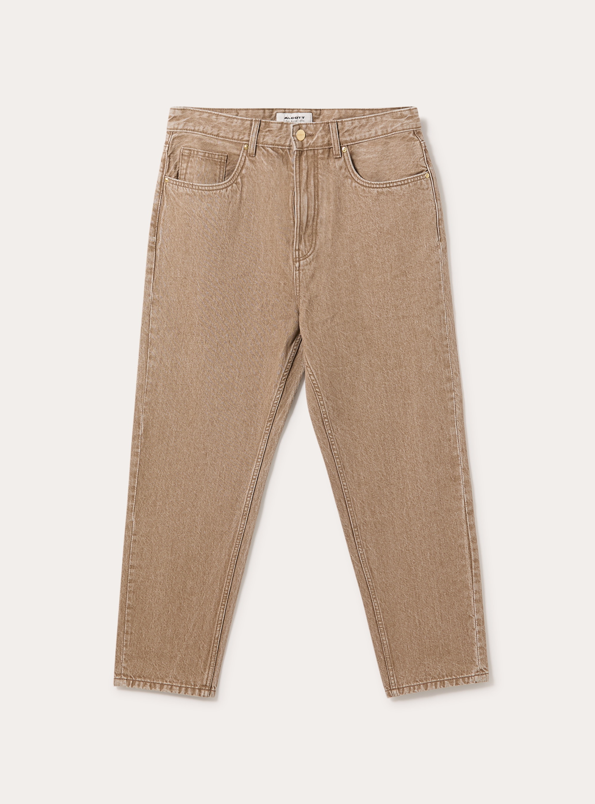 Pantalone loose fit in denim colorato, TABACCO MEDIO