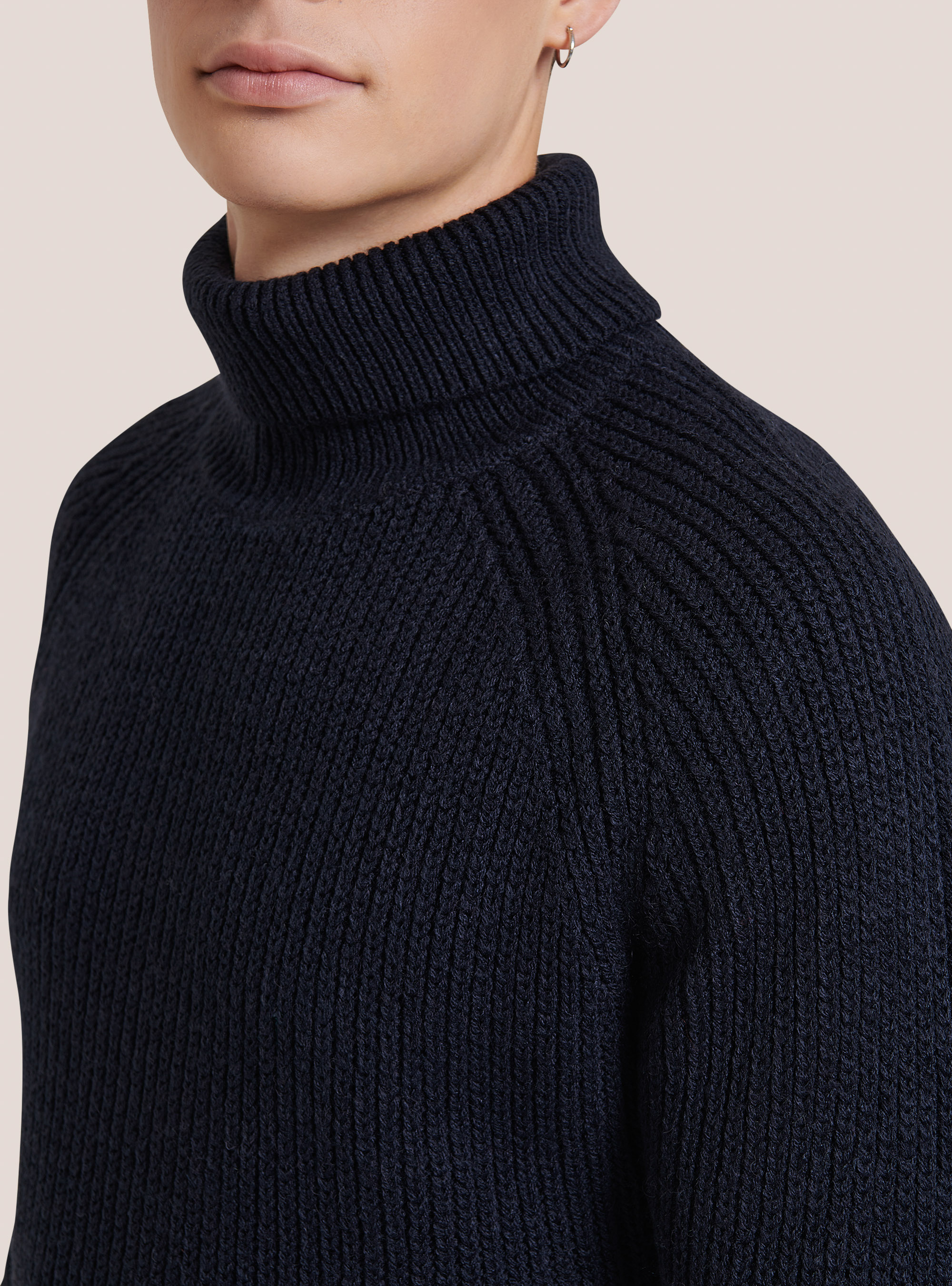 Pullover caldo collo alto a coste inglesi, NA1 NAVY DARK
