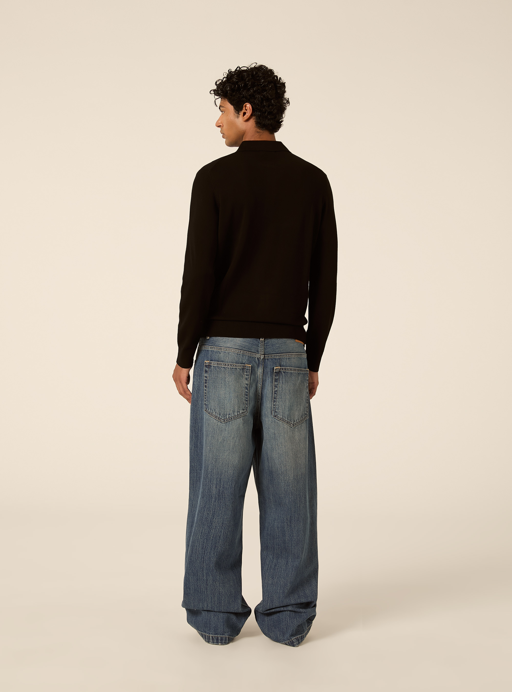 Polo in maglia  in viscosa, BK1 BLACK