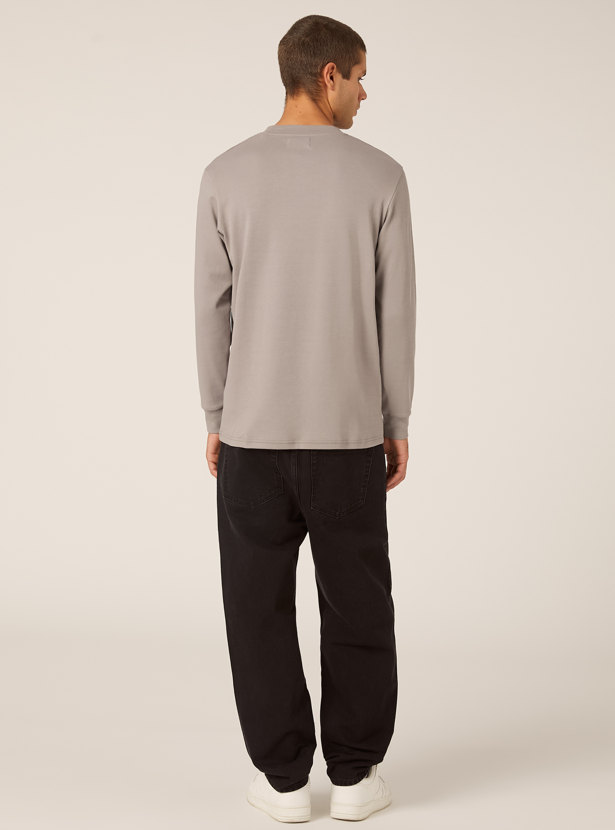 Long-sleeved cotton T-shirt, GY2 GREY MEDIUM