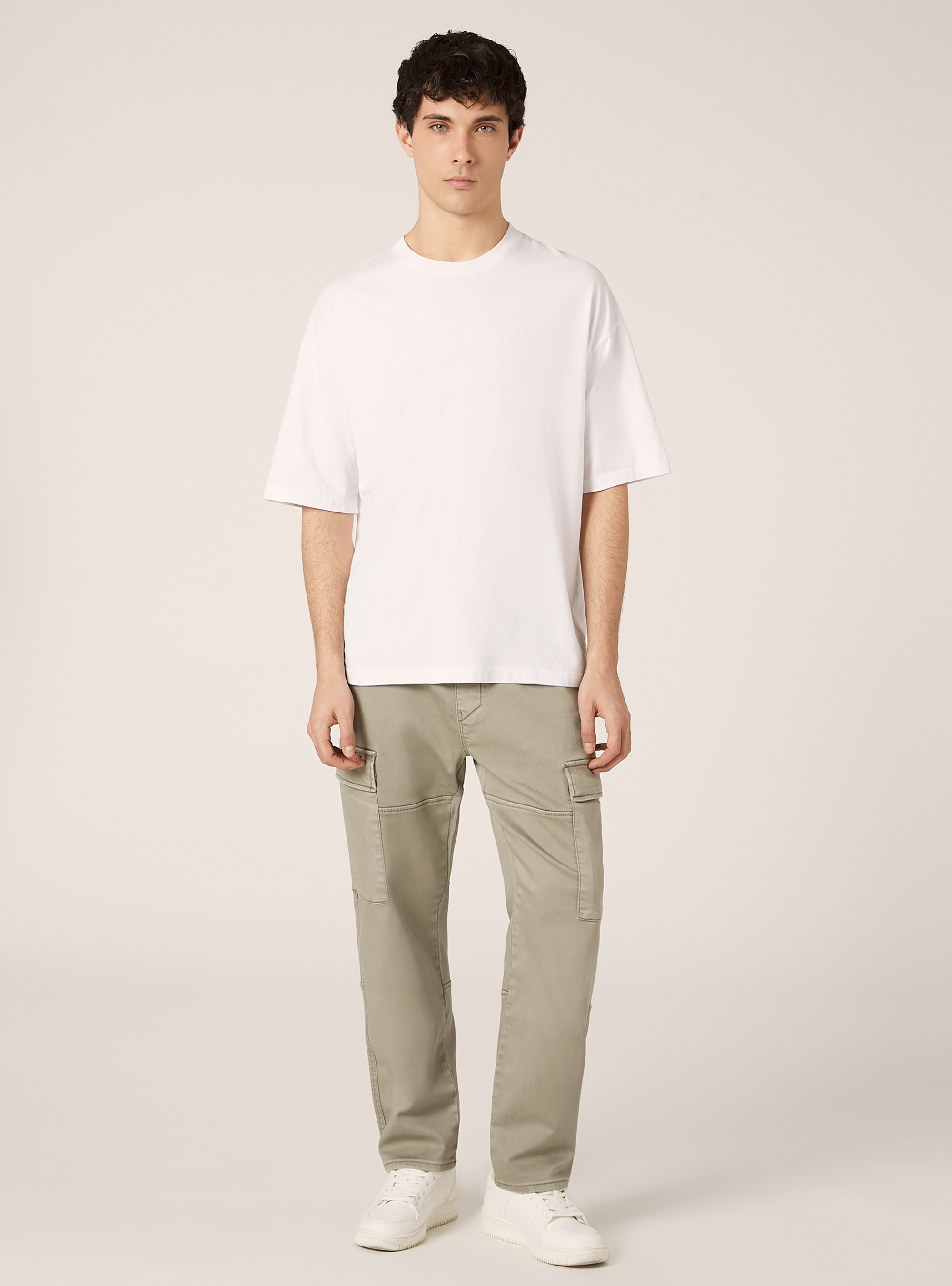 Cargo trousers with elasticated waist, KY2 KAKY MEDIUM