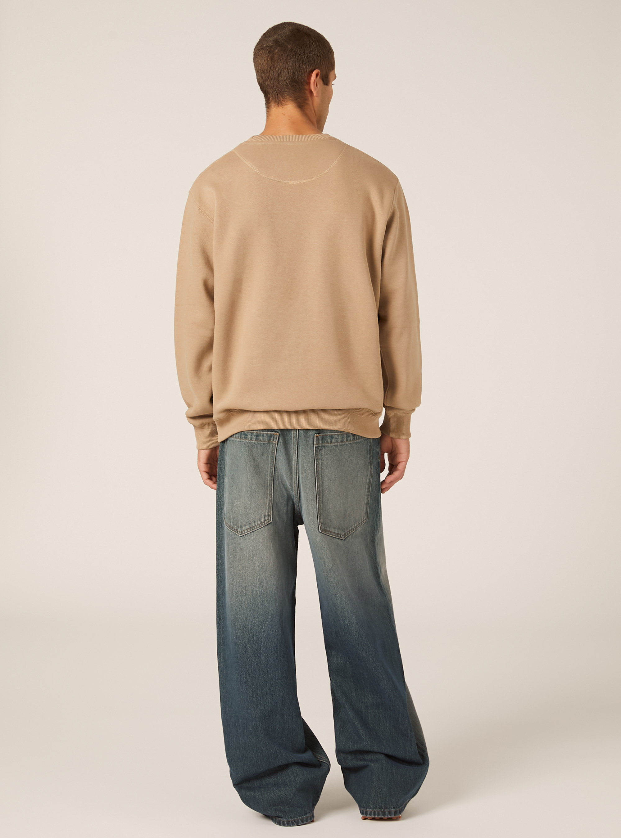 Solid color crew neck sweatshirt, BG1 BEIGE DARK