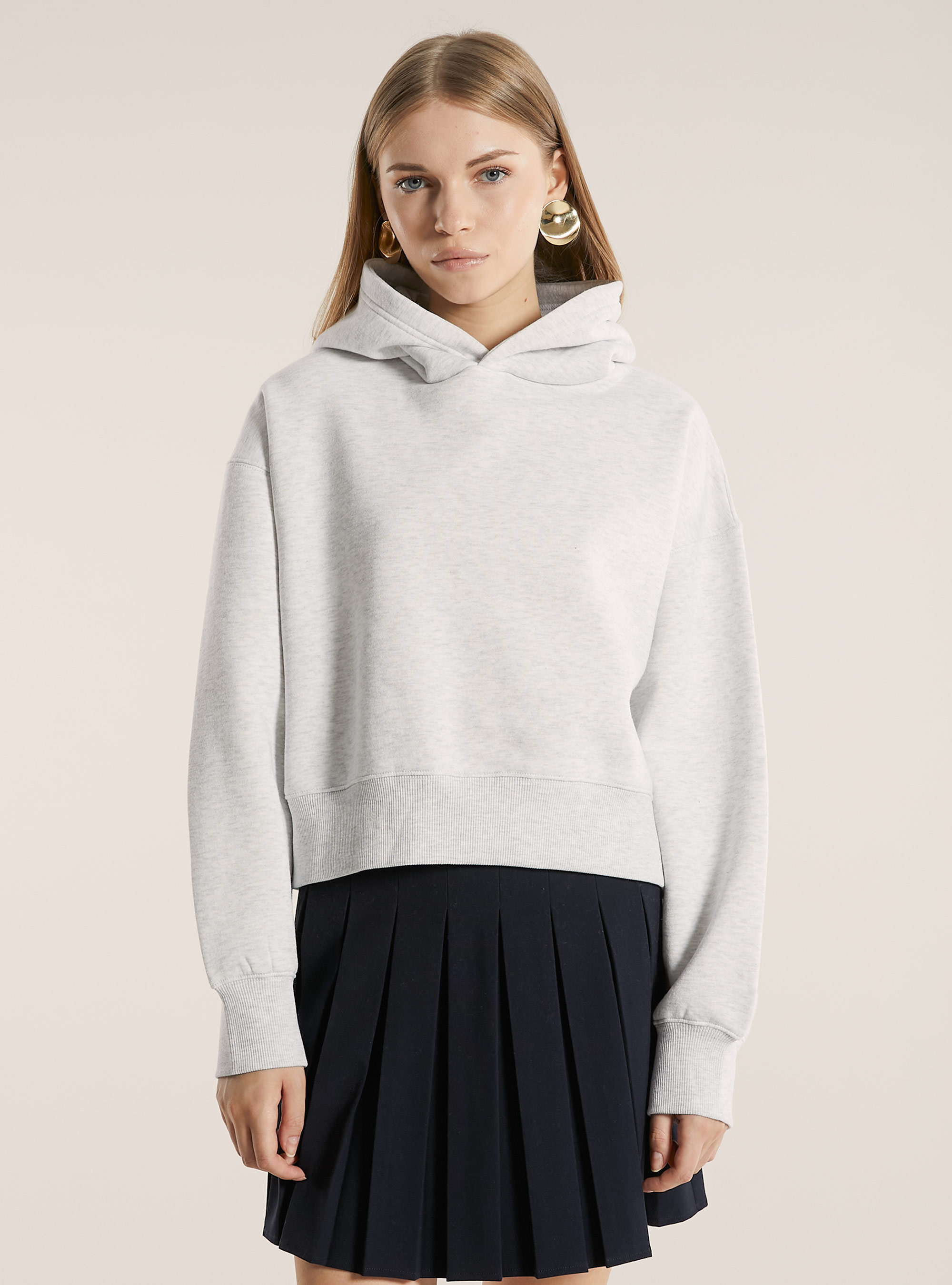 Kapuzensweatshirt in Boxy-Passform, MGY3 GREY MEL LIGHT