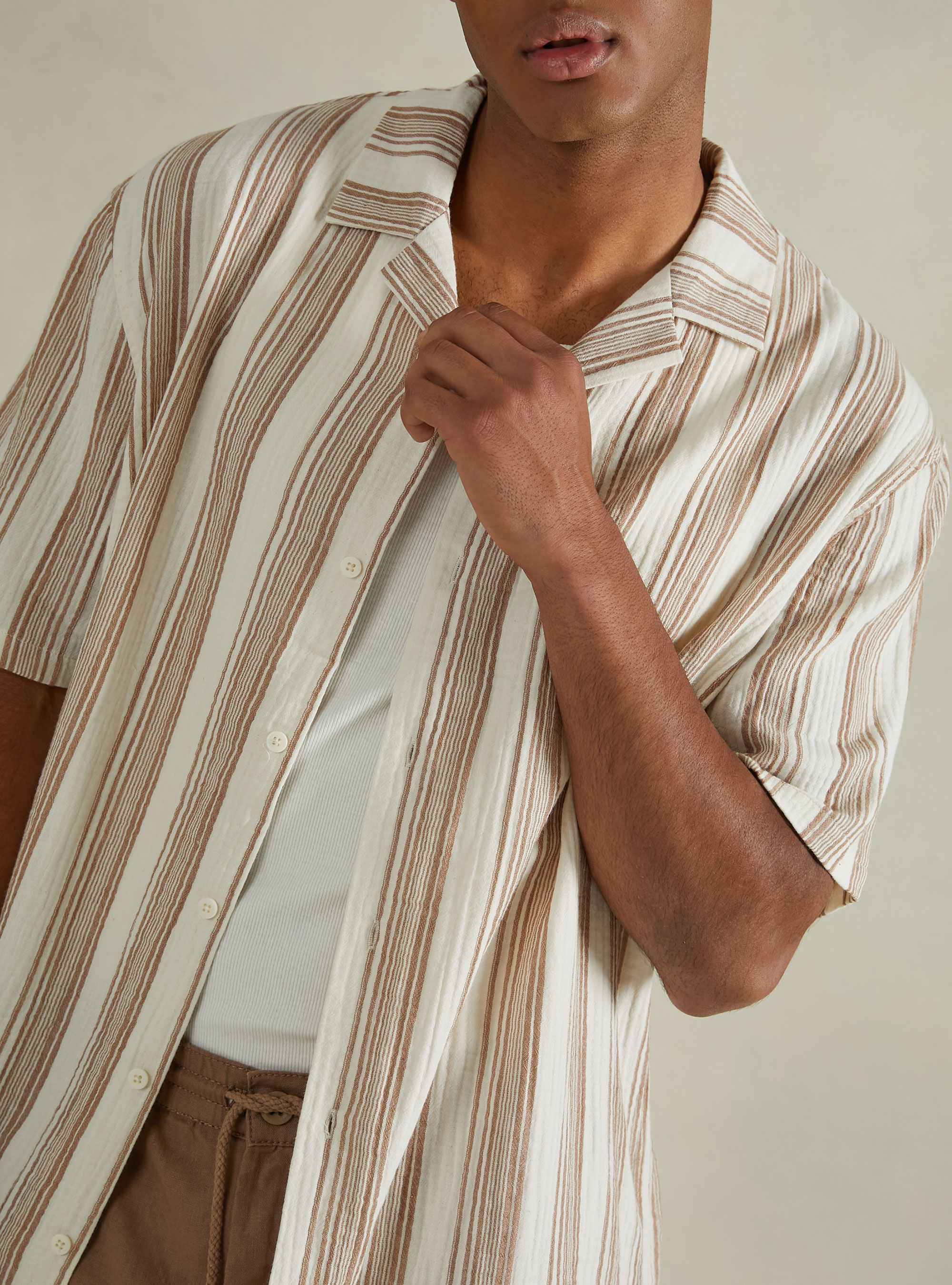 Striped shirt with texture, MULTICOLOR