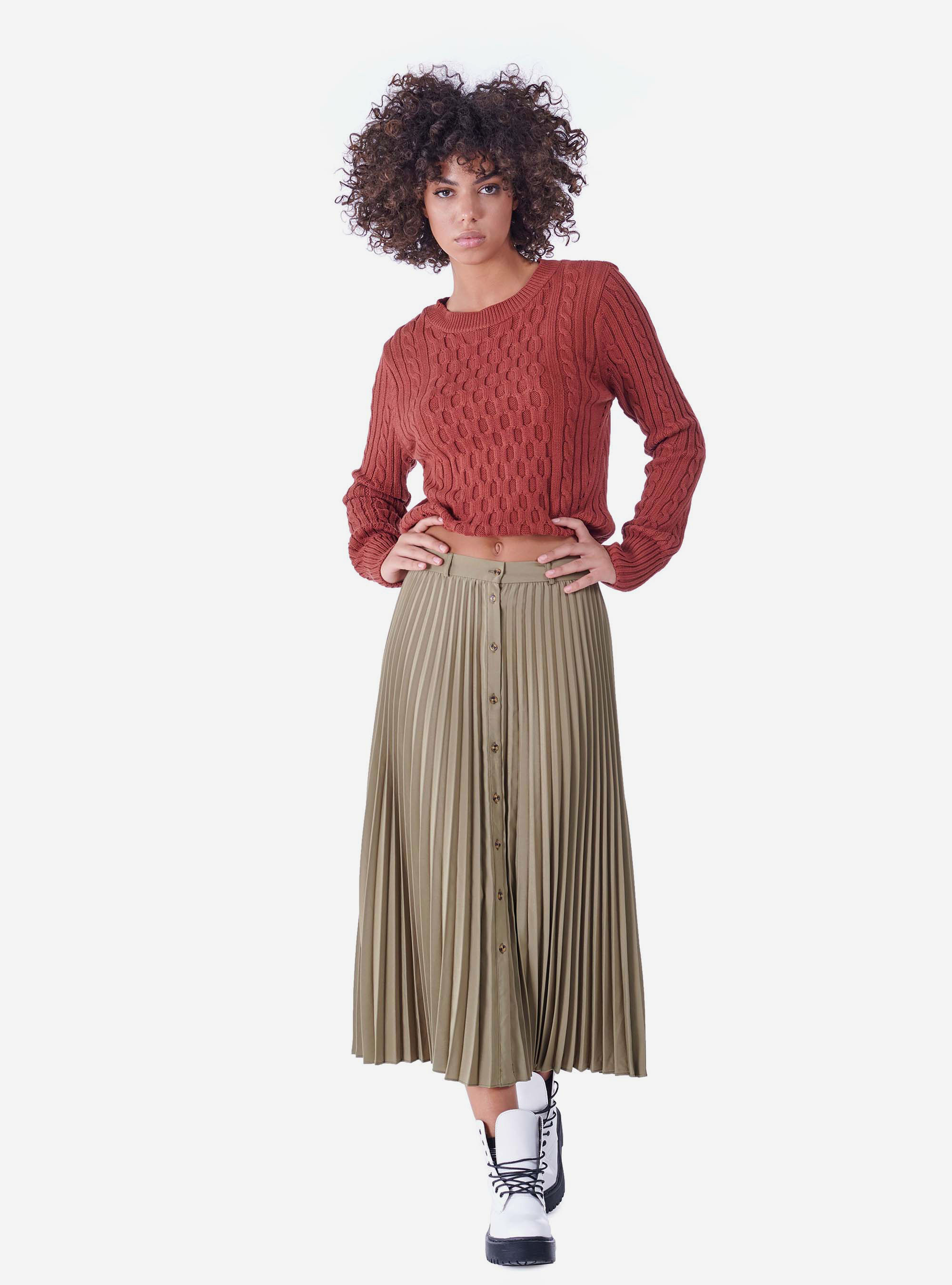 Gonna lunga  plissettata, KAKI