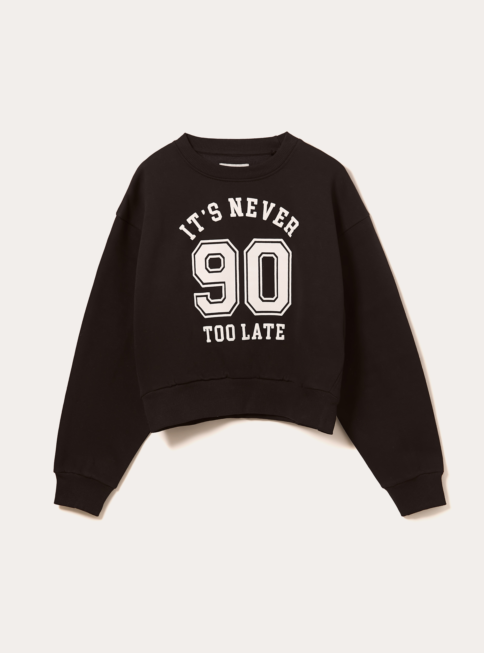 Boxy fit sweatshirt with print, BK1 BLACK