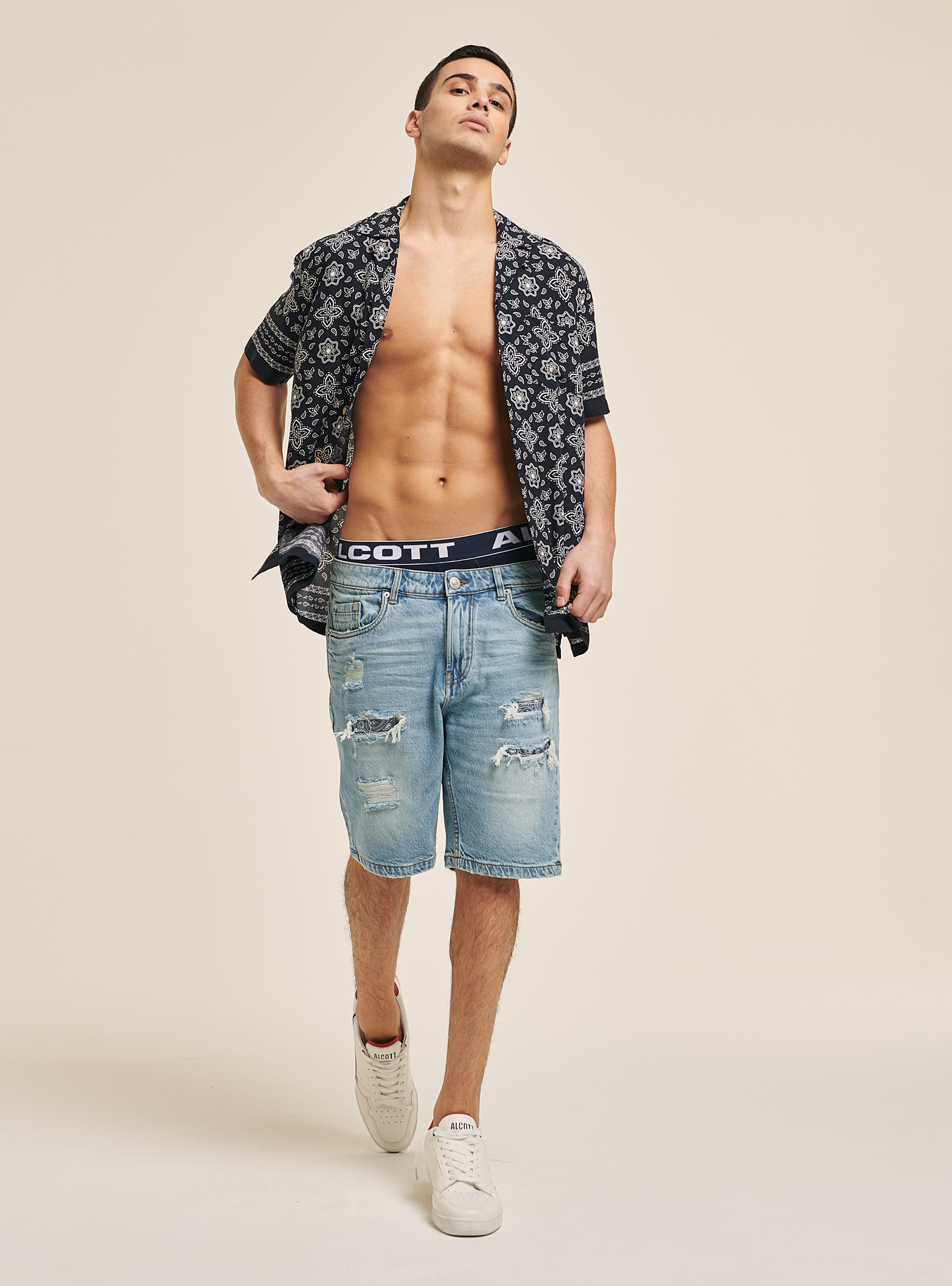 Chemise &agrave; manches courtes avec imprim&eacute; cachemire, PESLEY