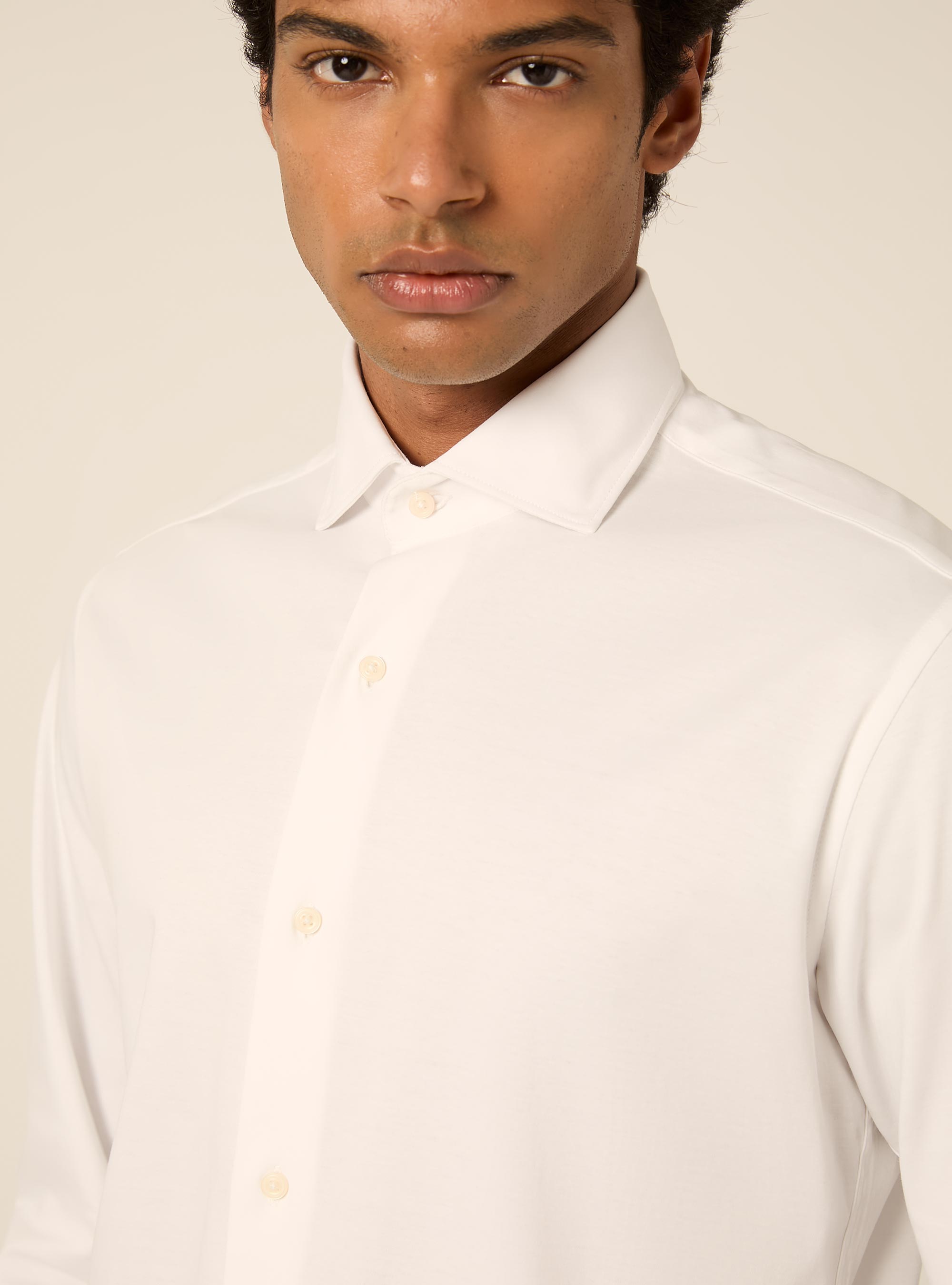 Camicia in jersey elasticizzato, WH1 OFF WHITE