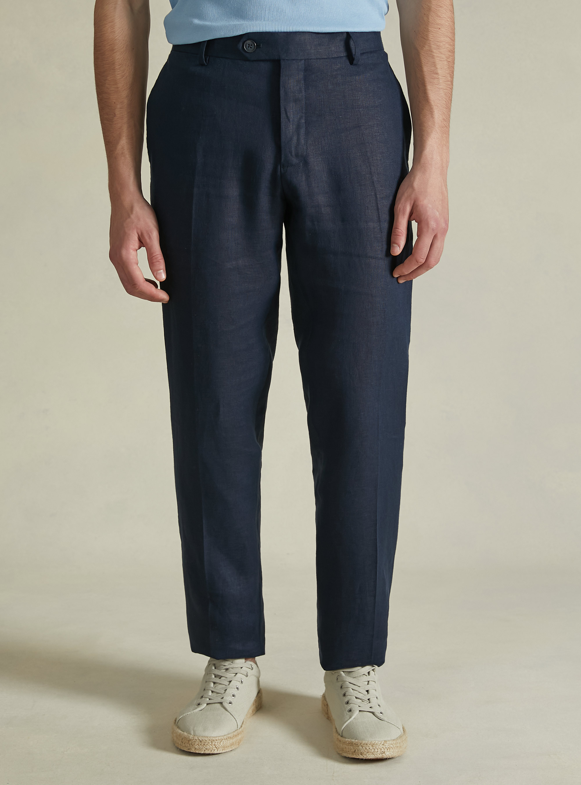 Pantaloni in puro lino, NA1 NAVY DARK