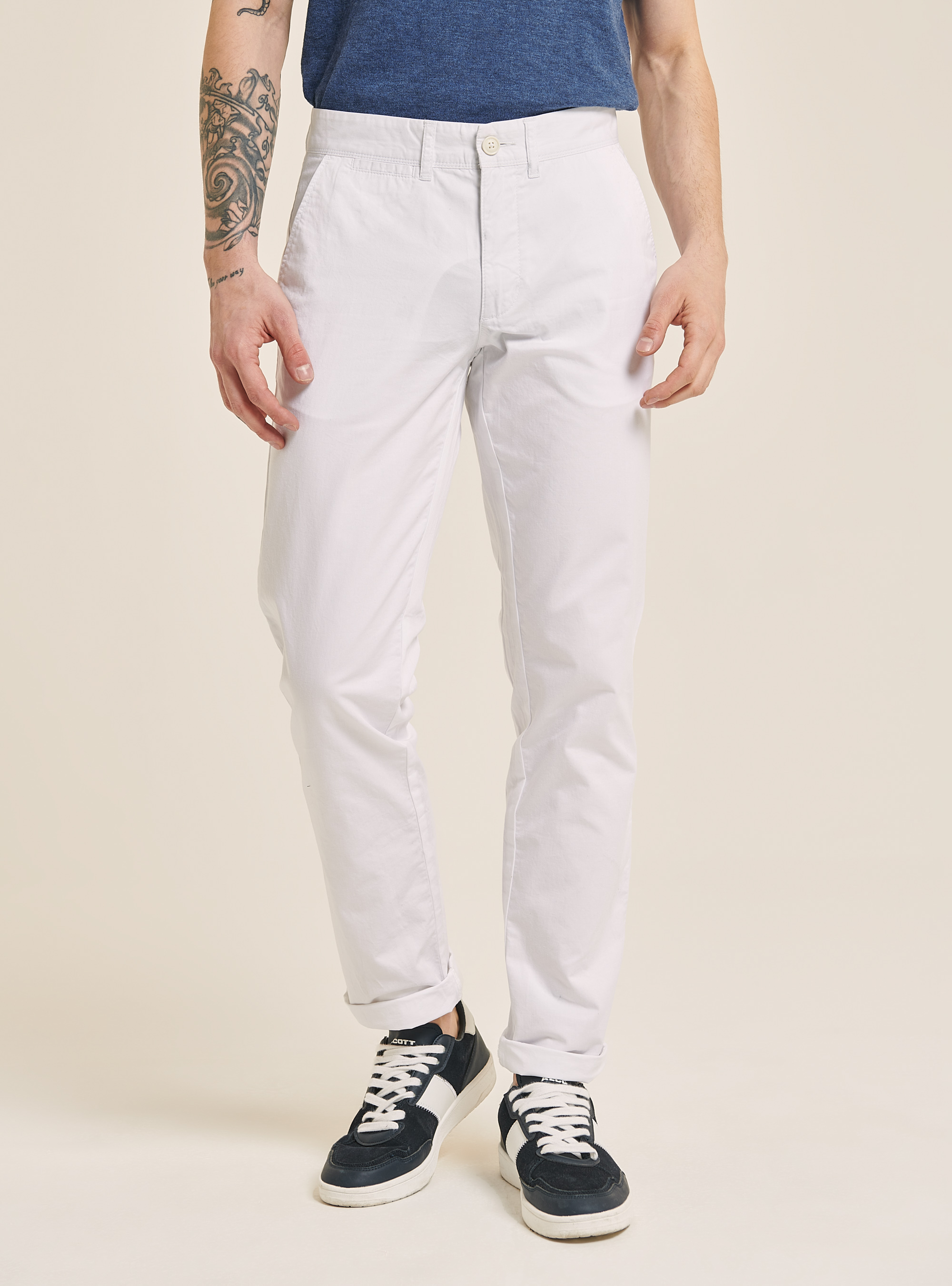 Twill chinos, WHITE