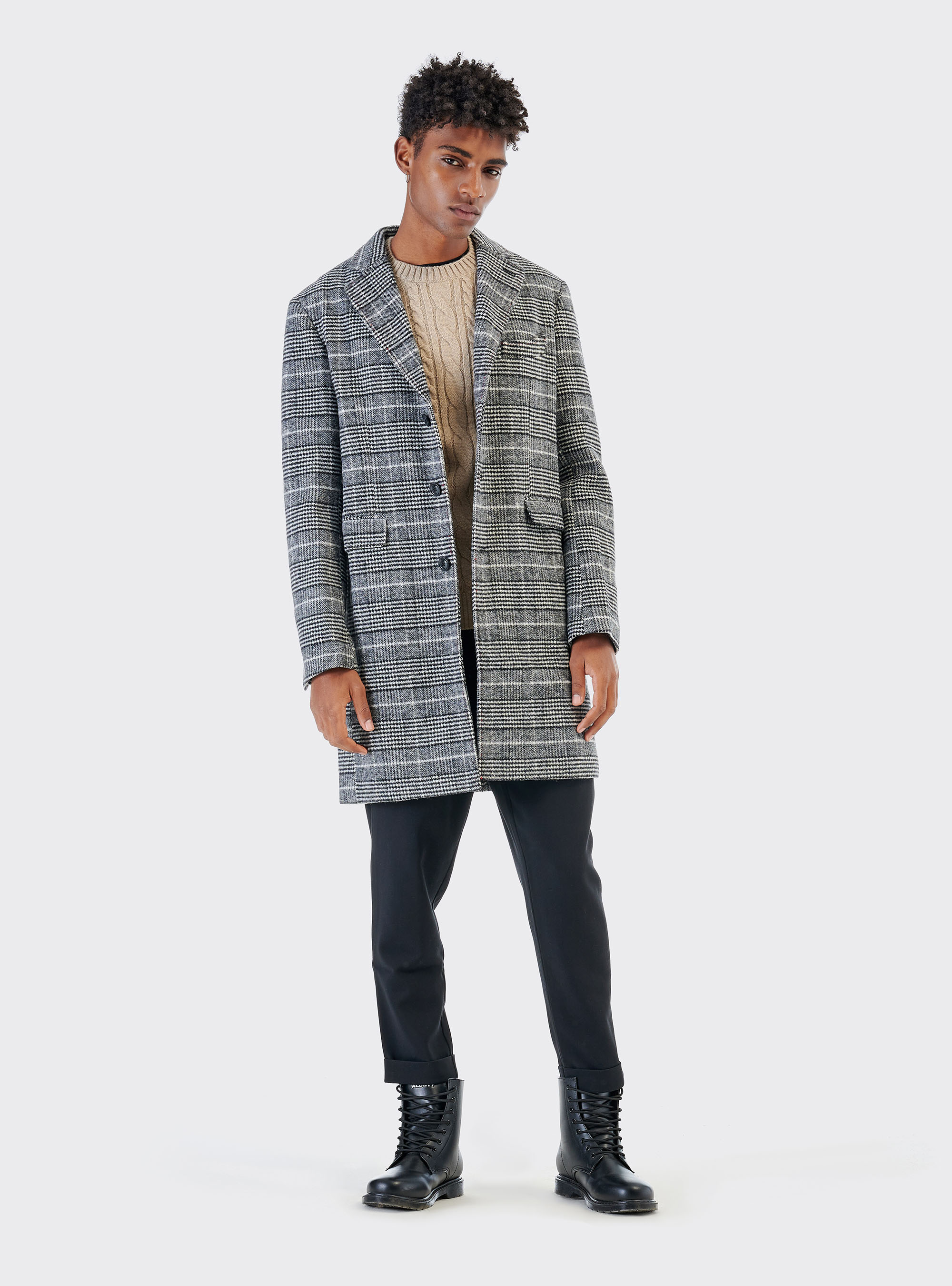 Braided wool blend pullover, SAND