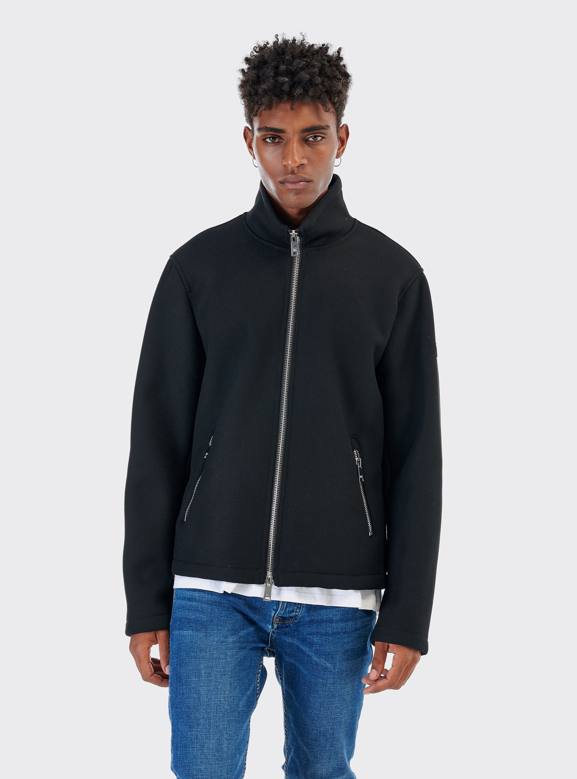 Giubbotto con tasche zip, NERO