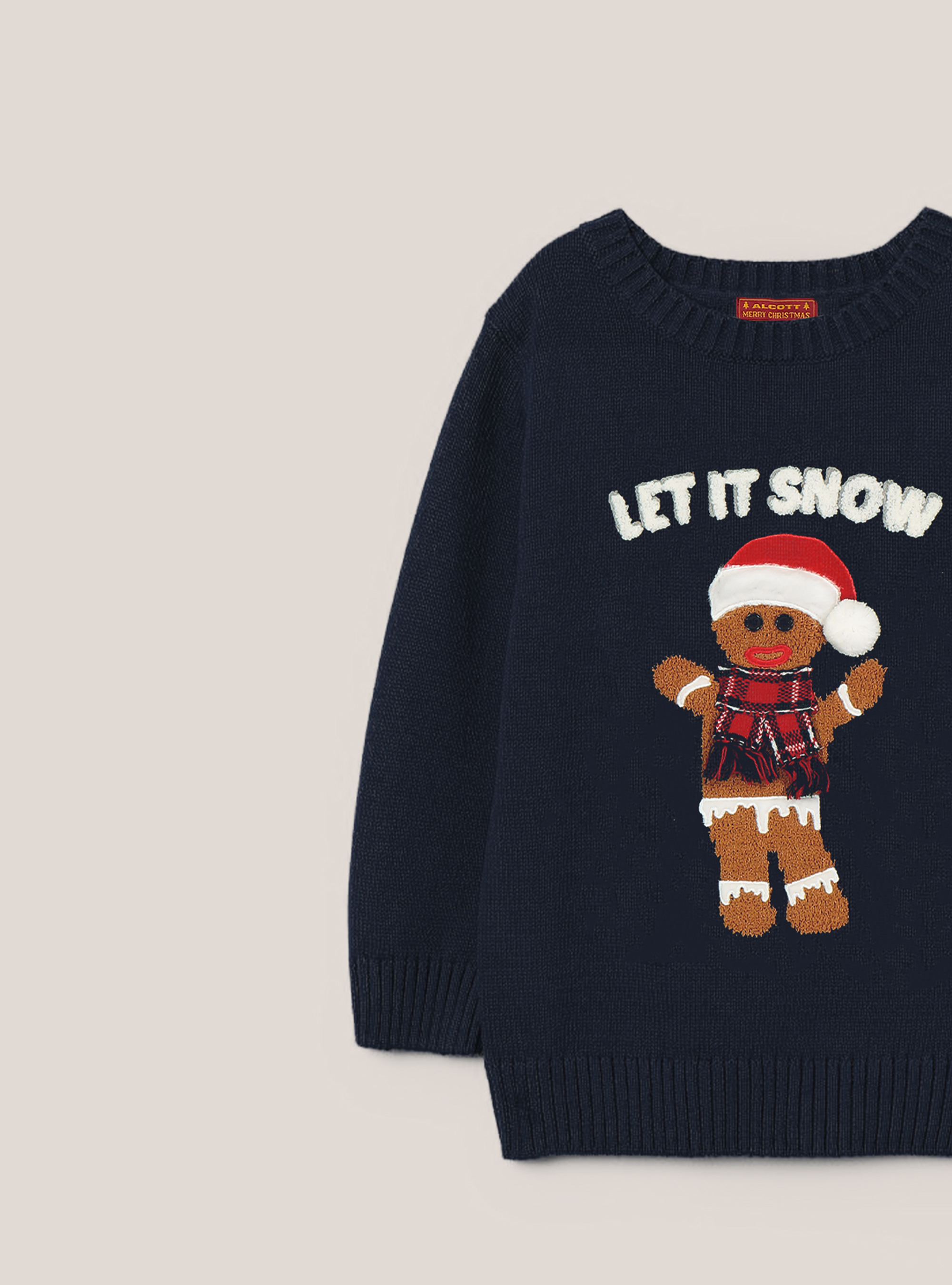 Christmas pullover ''mini me'' with gingerbread man, BLUE NAVY