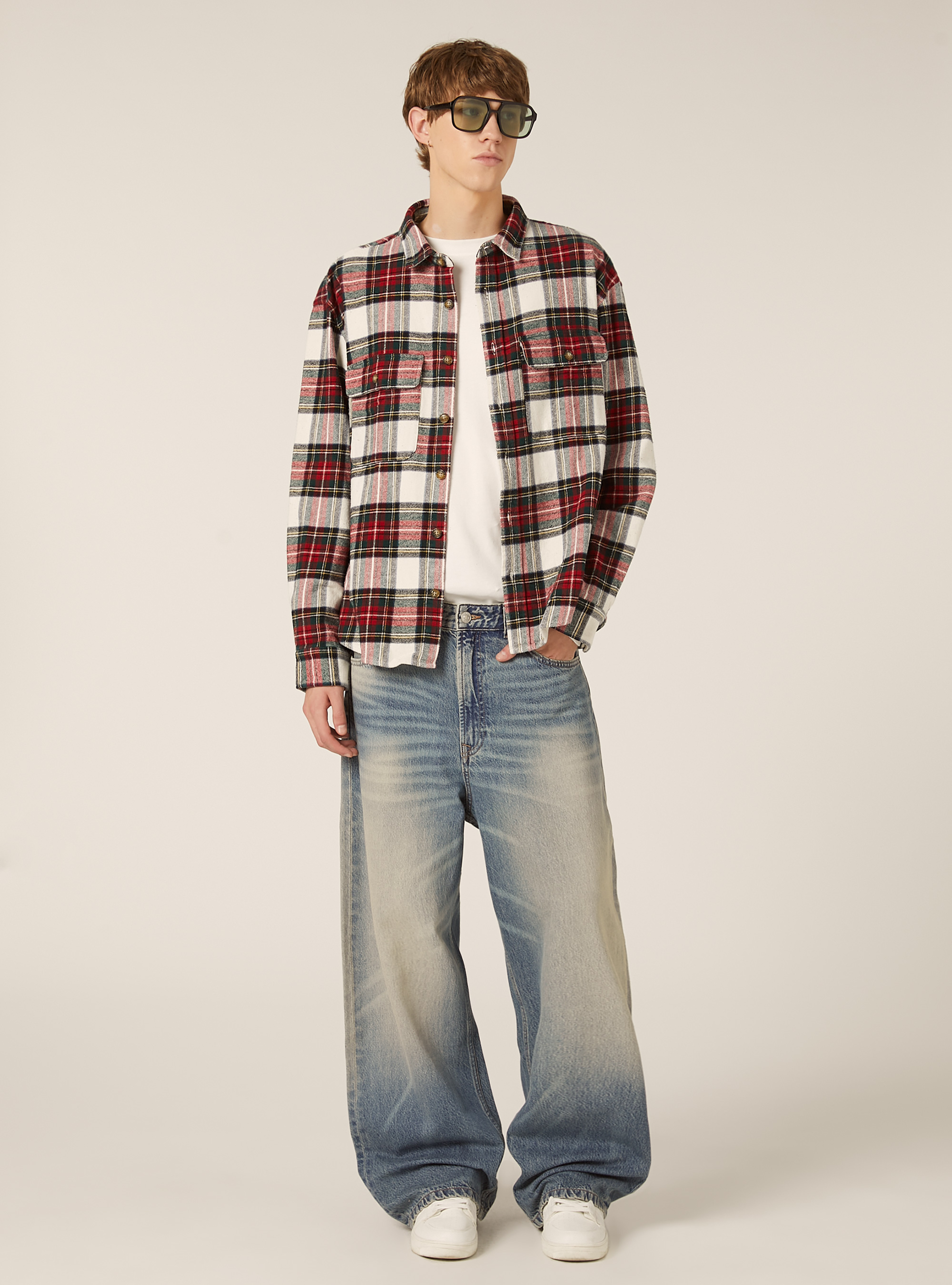 Camicia flanella quadri, WH1 OFF WHITE