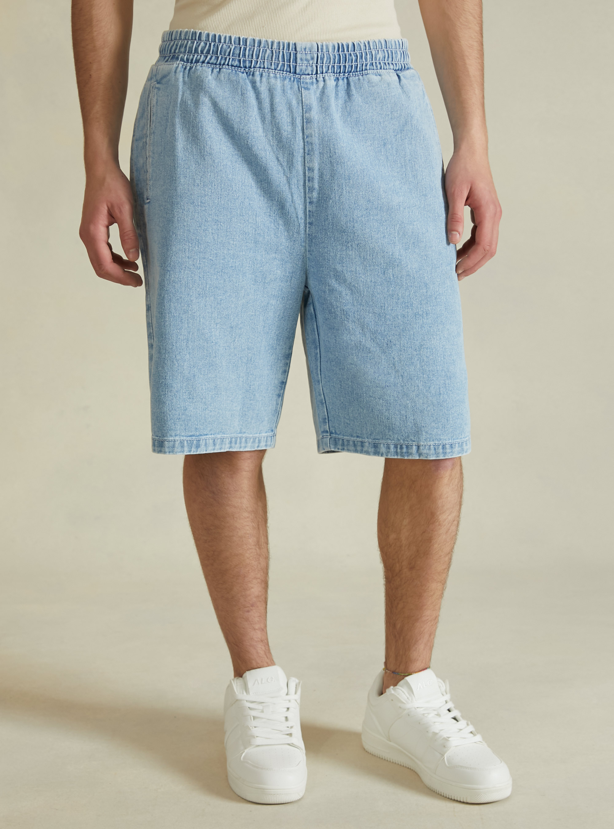 Bermuda en denim à coupe ample, D005 LIGHT BLUE