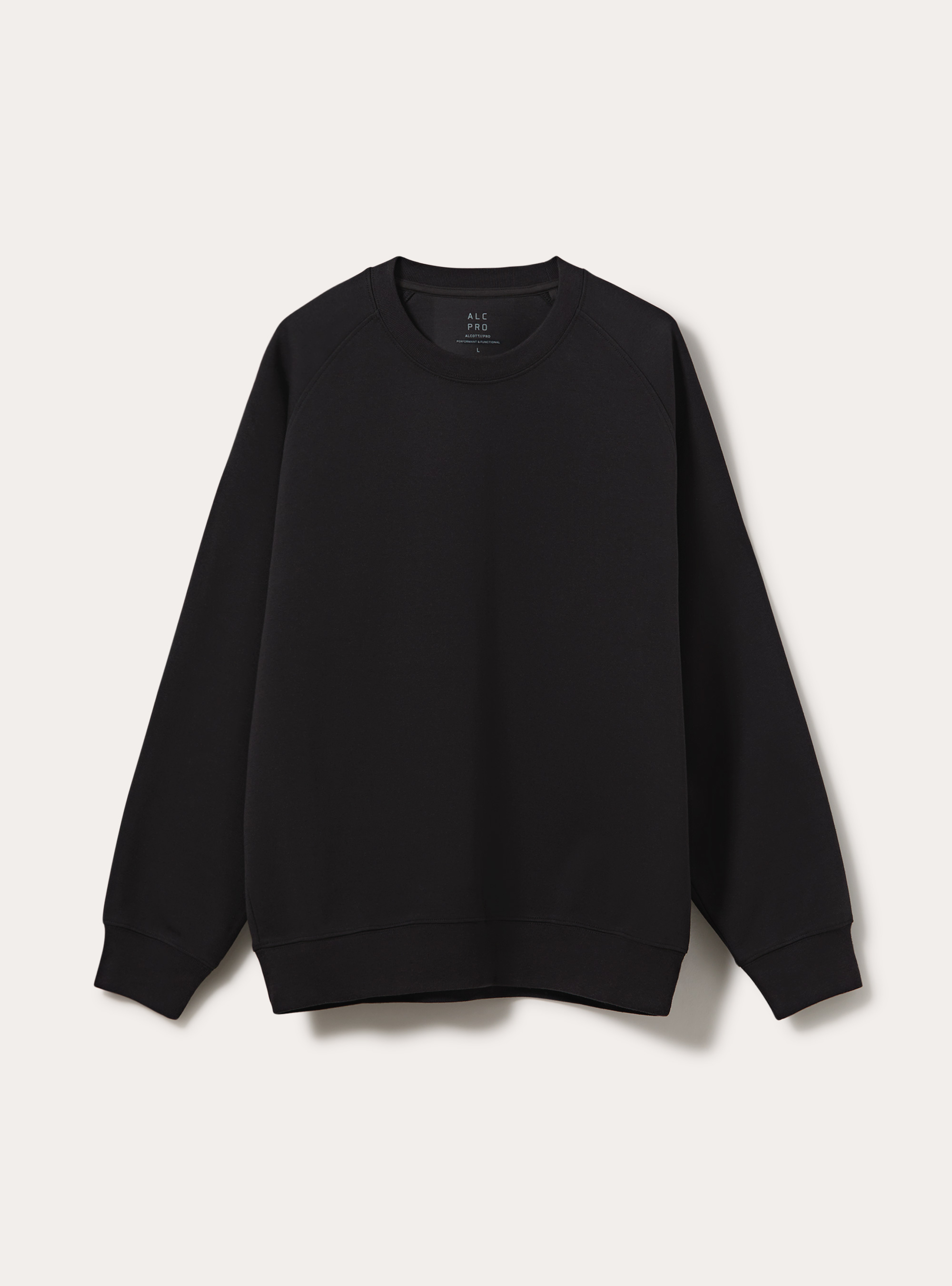 Sweat col rond avec manches raglan en tissu interlock, BK3 BLACK CHARCOAL