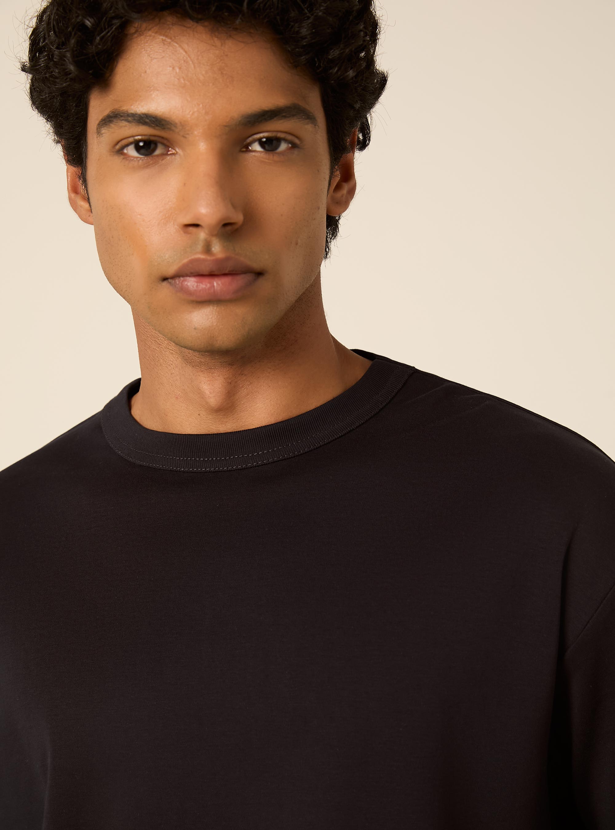 T-shirt a maniche lunghe in jersey interlock, NA1 NAVY DARK