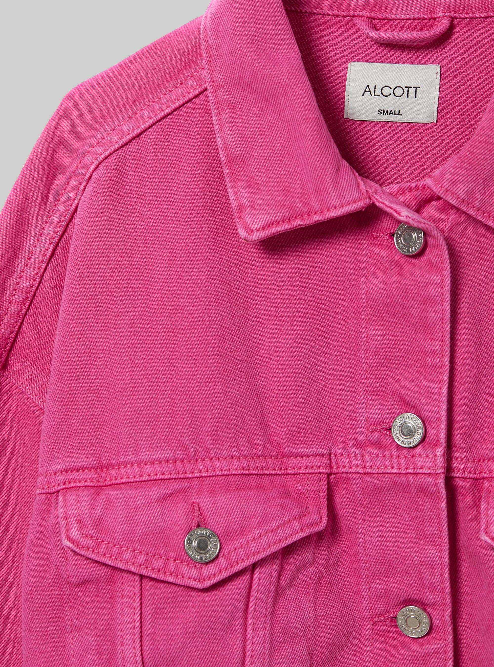 Giubbotto cropped in denim colorato, FX2 FUXIA MEDIUM