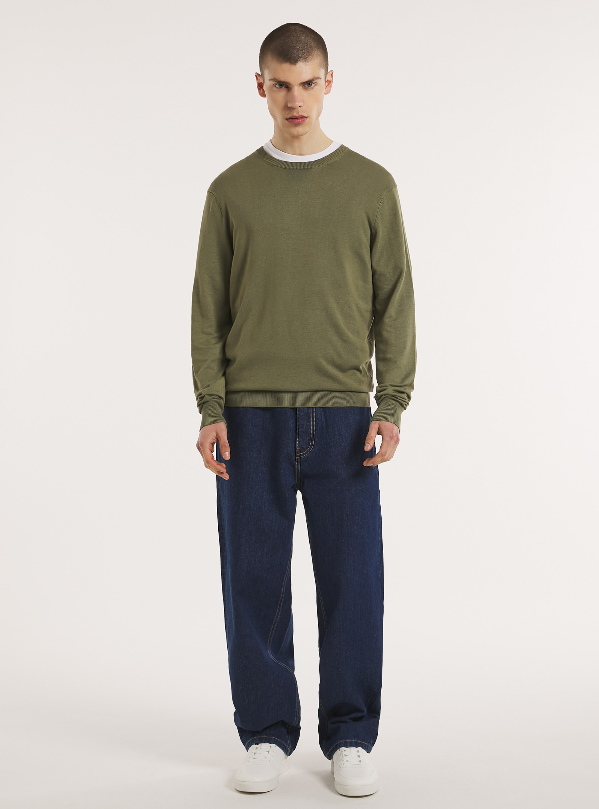 Round-neck pullover made of sustainable viscose Ecovero, KY2 KAKY MEDIUM