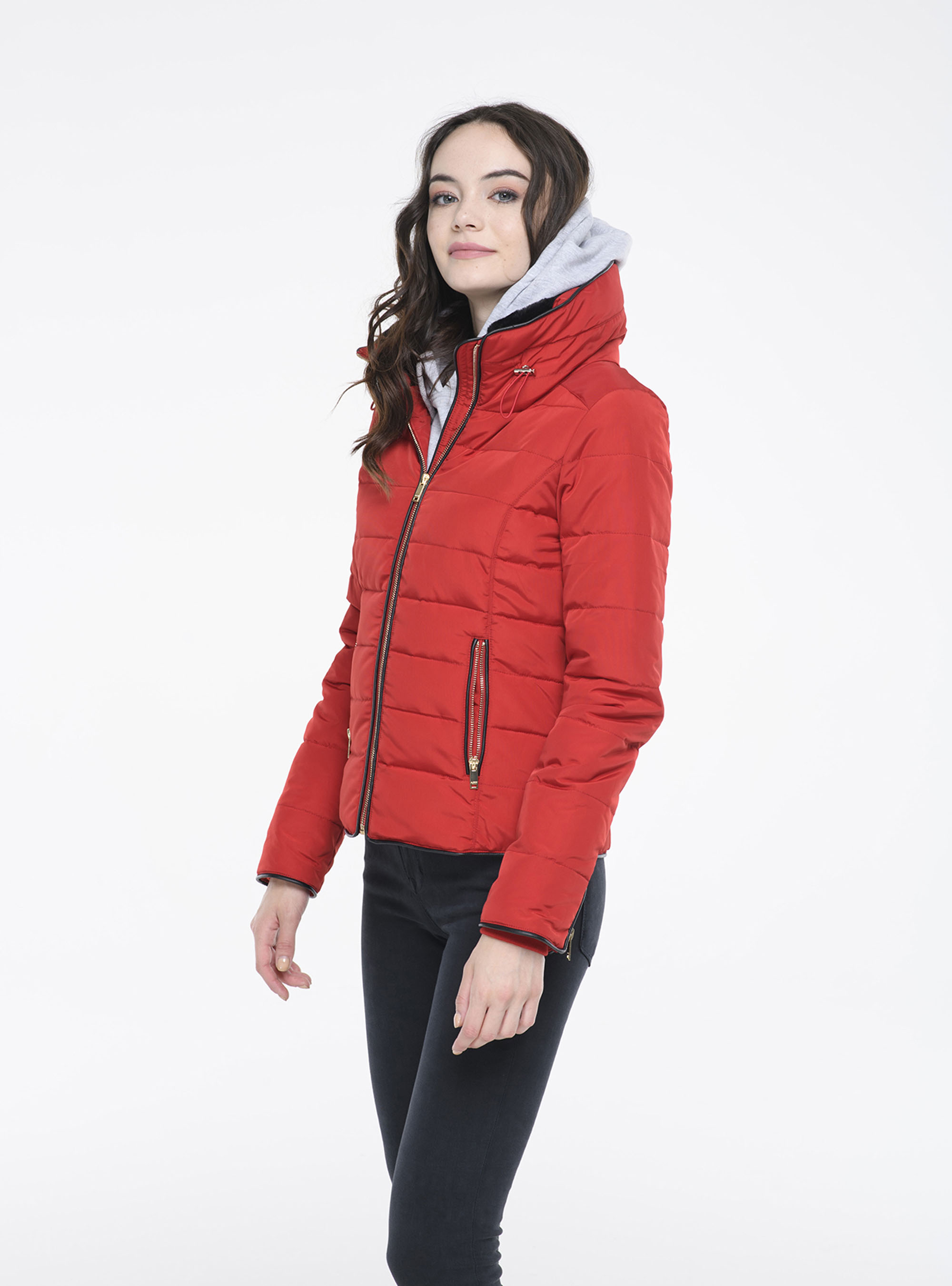 Giubbotto corto con cappuccio interno, RED