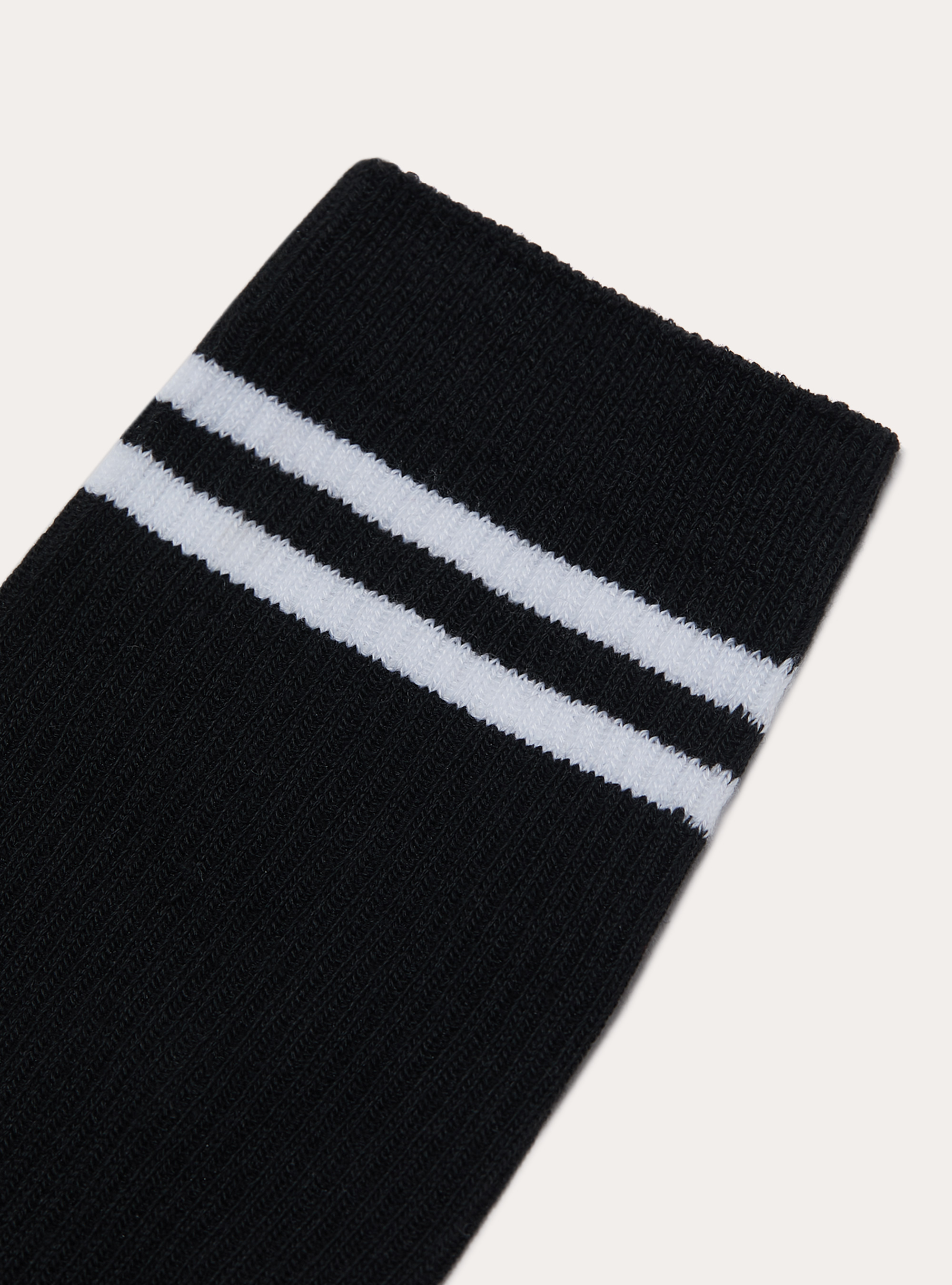 Calzino alto con righe unisex, BK1 BLACK