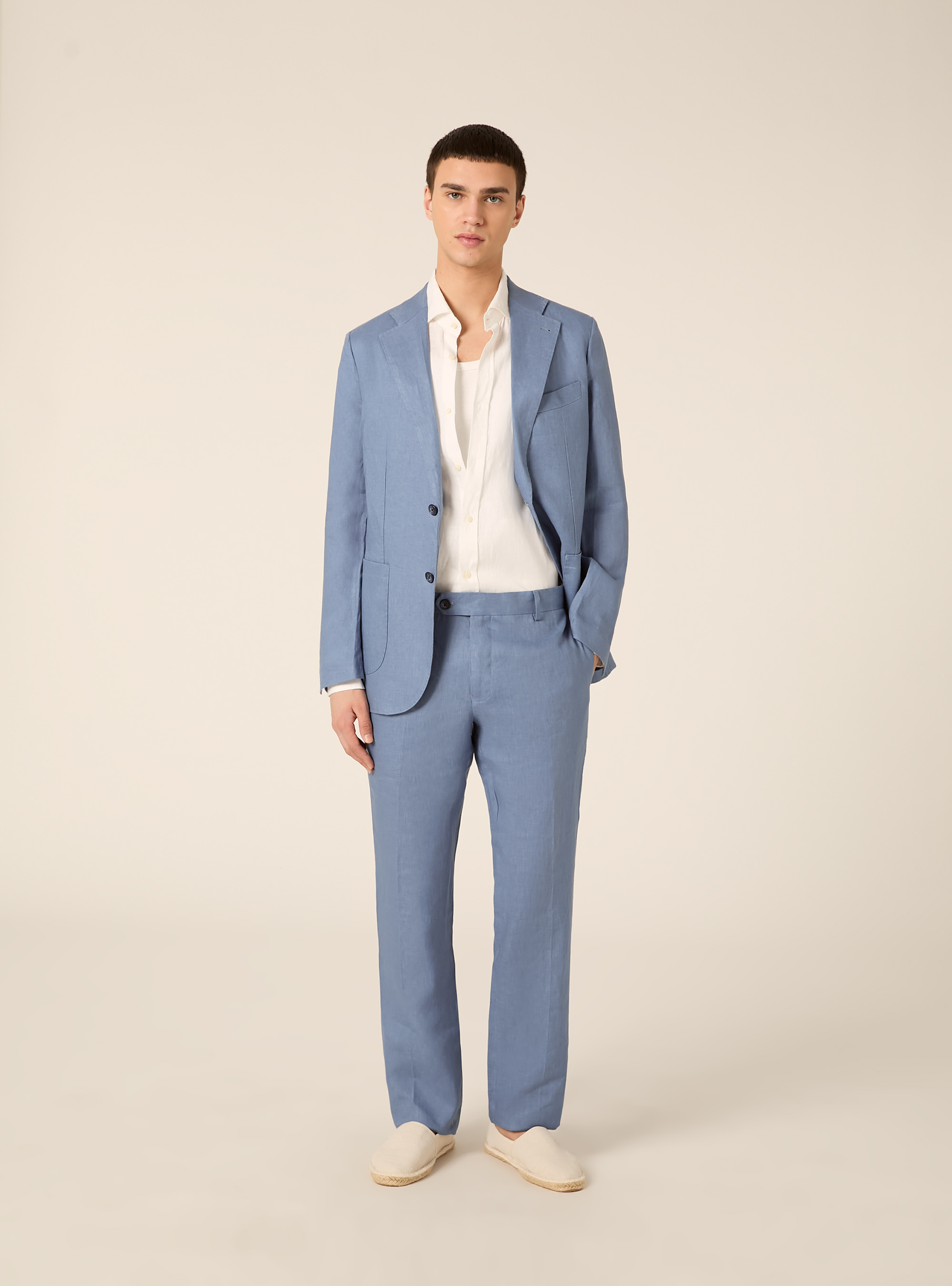 Pantaloni in lino, AZ2 AZURE MEDIUM