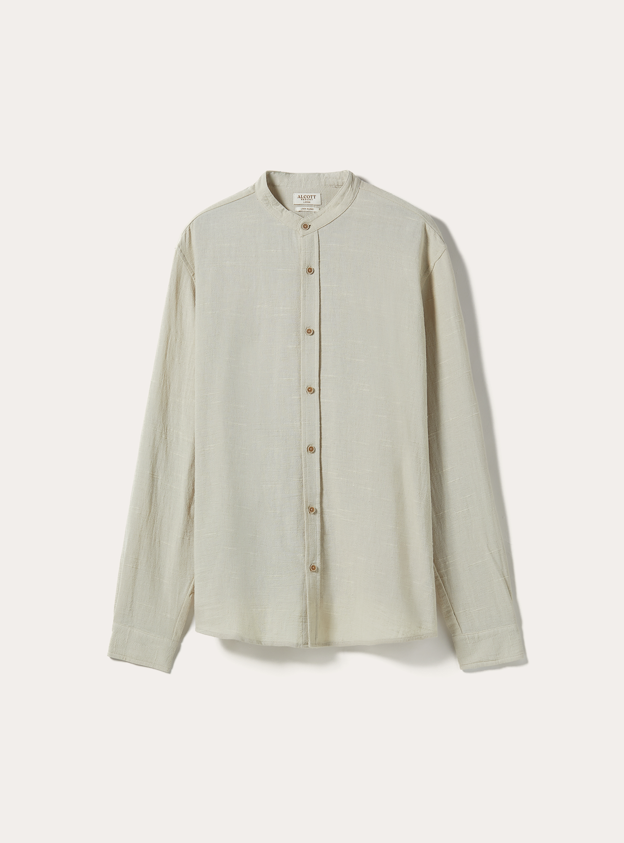 Hemd aus Leinenmischung mit Mandarinkragen, BG3 BEIGE LIGHT