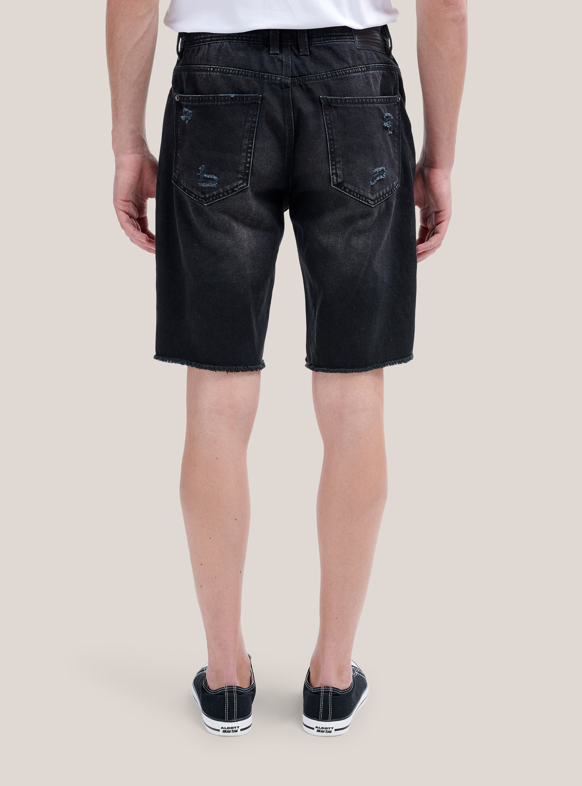Pantalones cortos con roturas, NEGRO