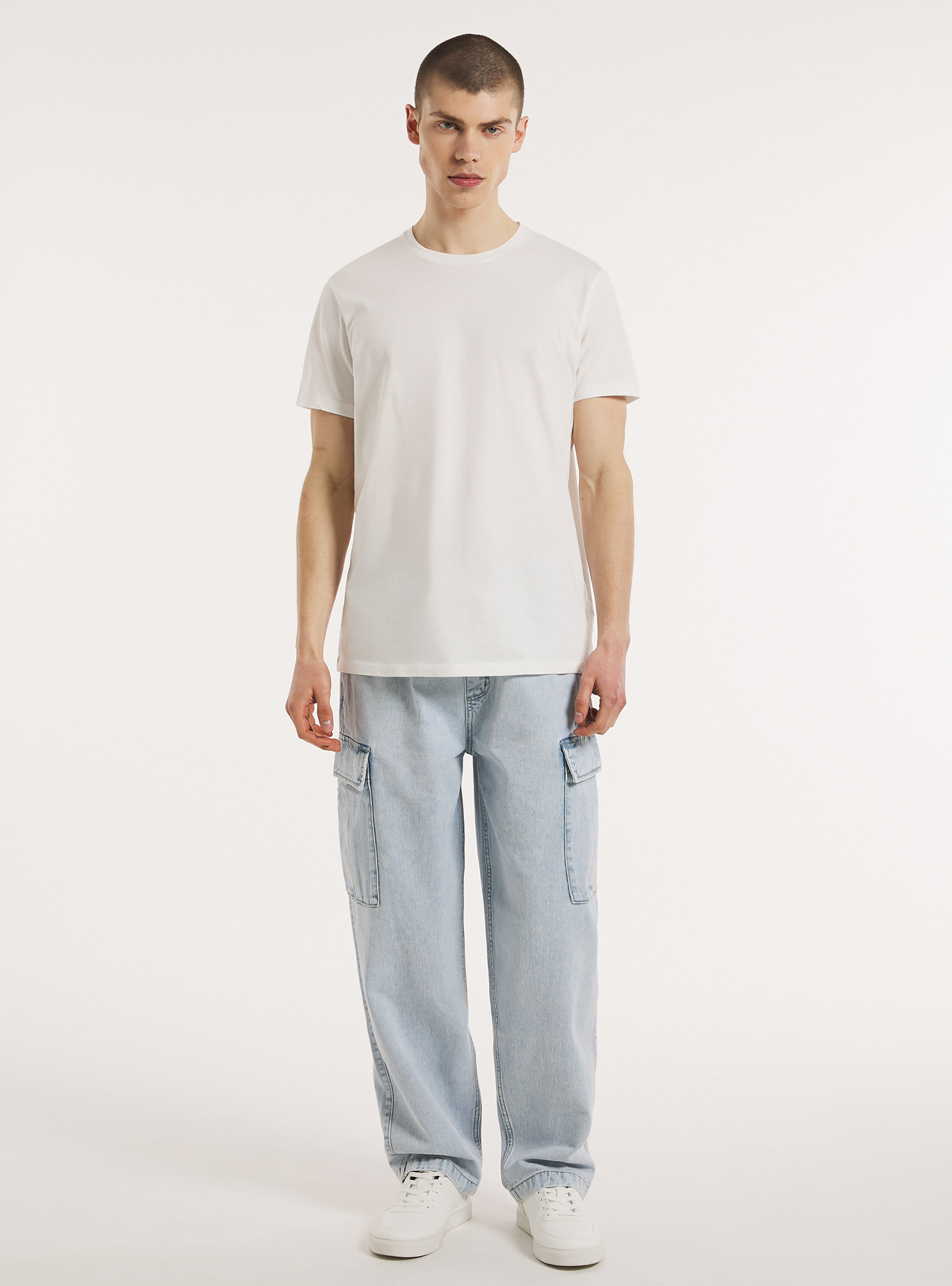 Cargo-Jogger aus Baggy Fit Denim, D006 AZURE