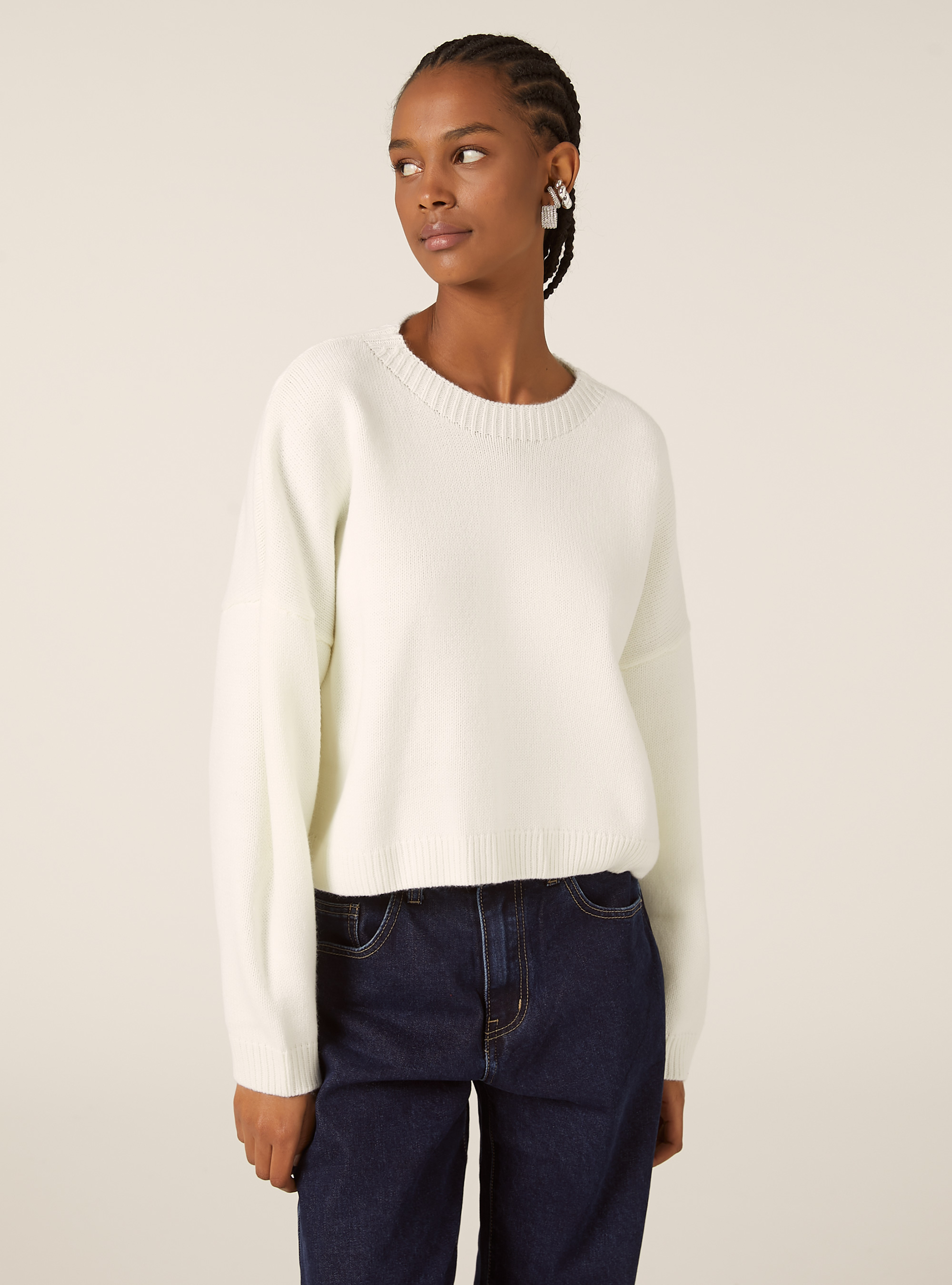 Basic crew neck pullover, WH1 OFF WHITE