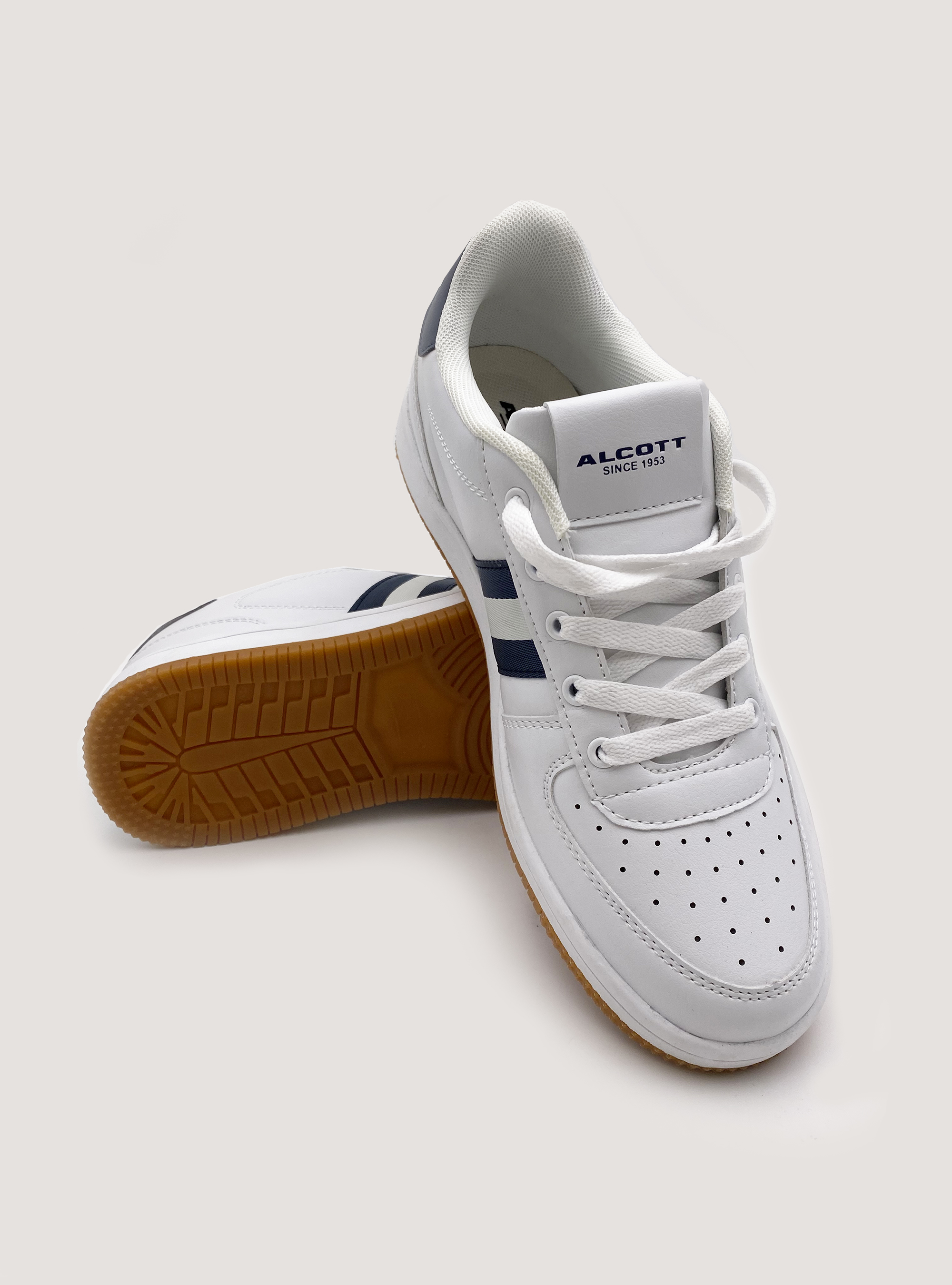 Sneakers con bande a contrasto, WHITE