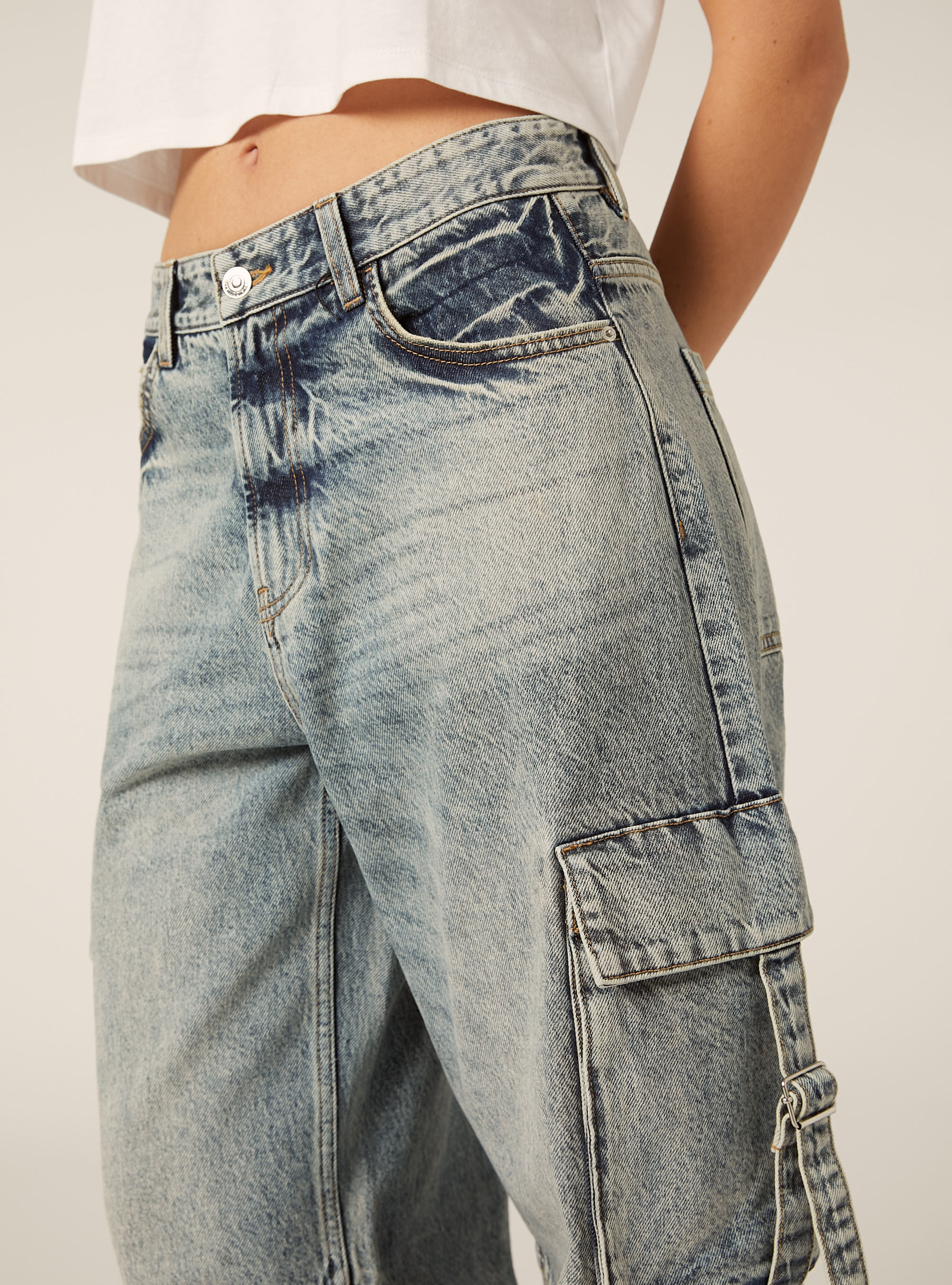 Jeans multicargo, D006 AZURE