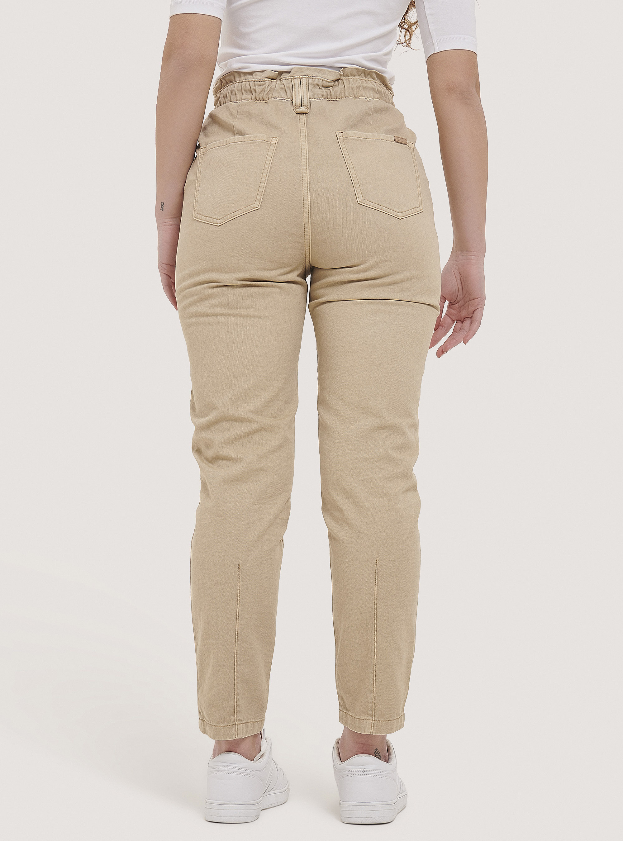 Cotton baggy trousers, BEIGE