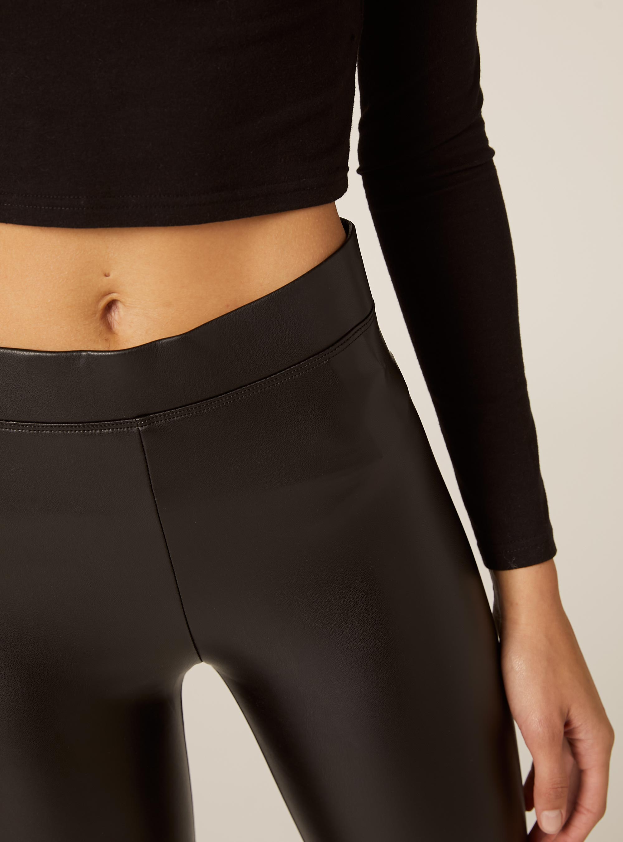 Leather-effect leggings, BK1 BLACK