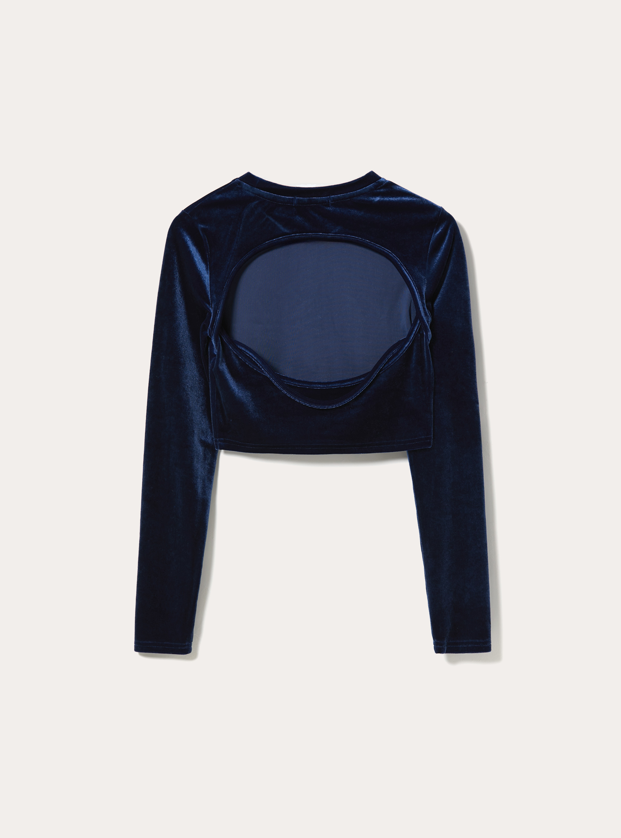 Maglia cropped in velluto, RY2 ROYALE MEDIUM