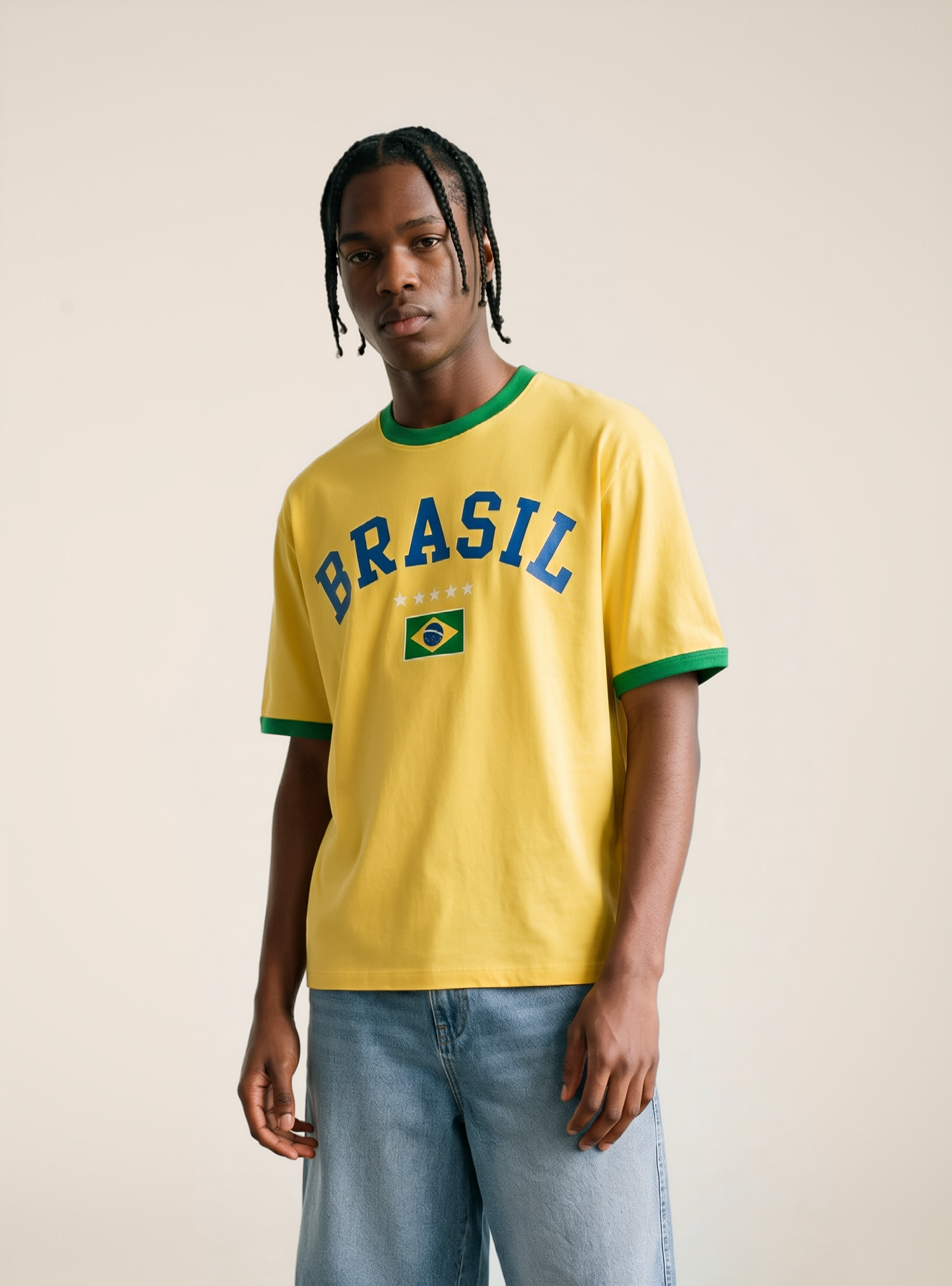 T-shirt boxy fit con stampa mondiali, YE2 YELLOW MEDIUM