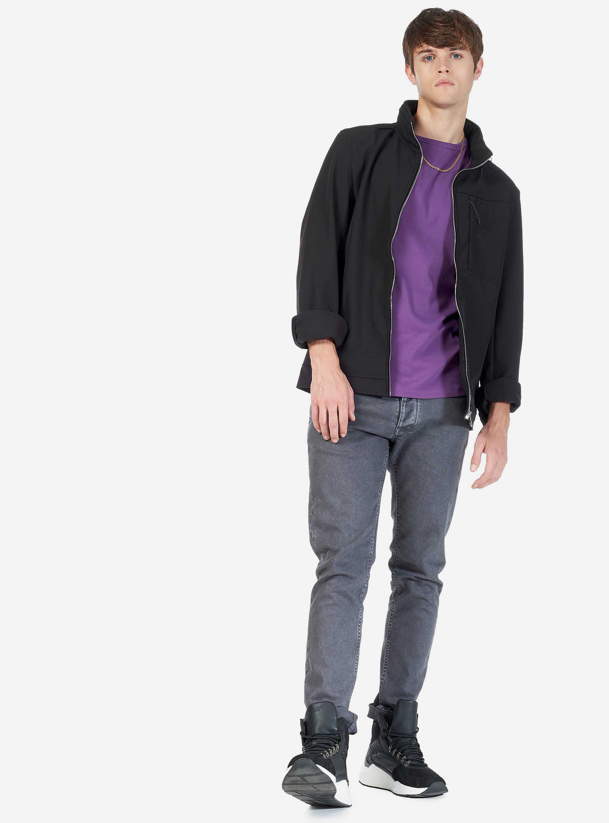 Blouson col montant, C101 BLACK