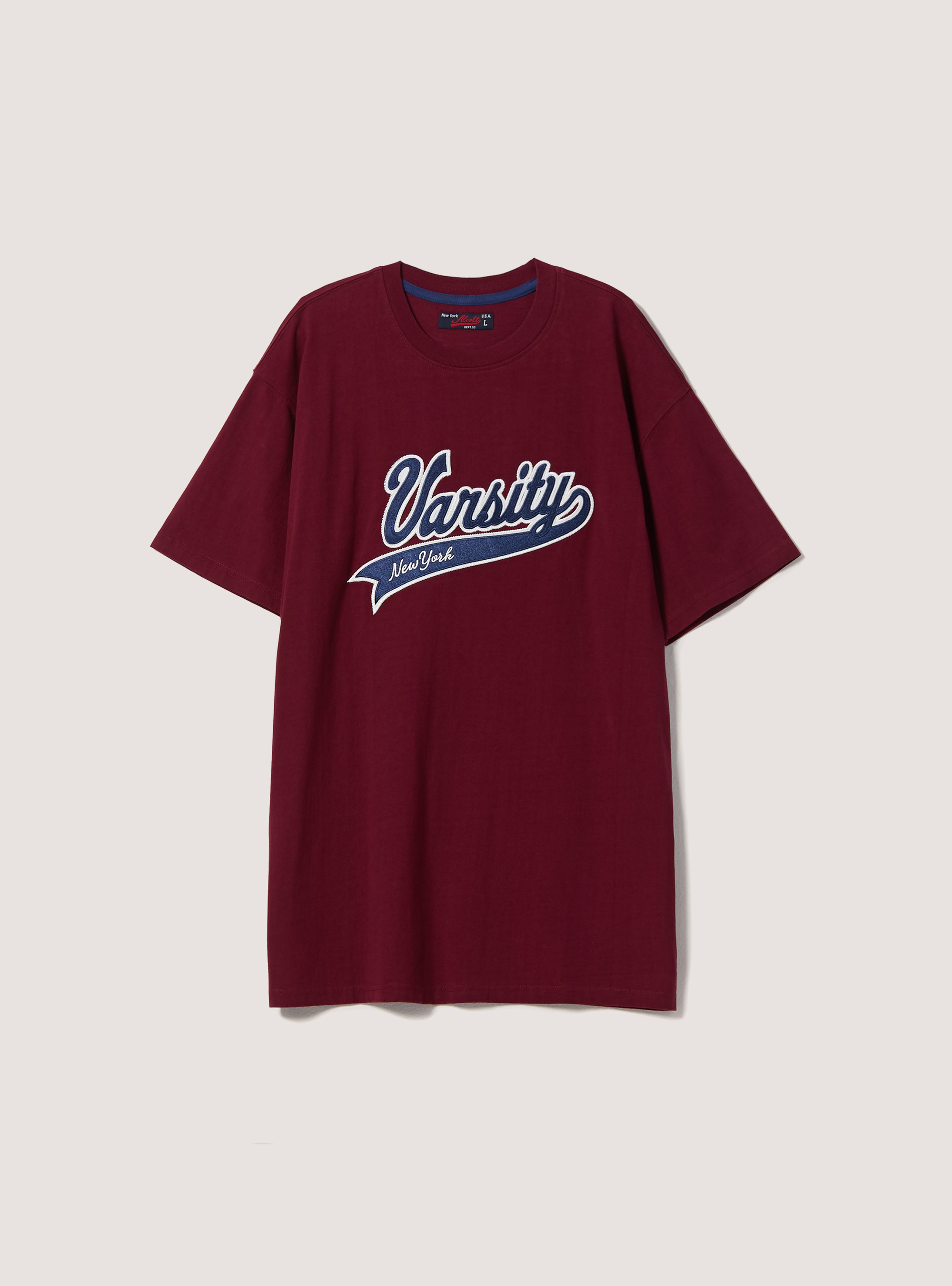 Maglietta con patch college, BO2 BORDEAUX MEDIUM