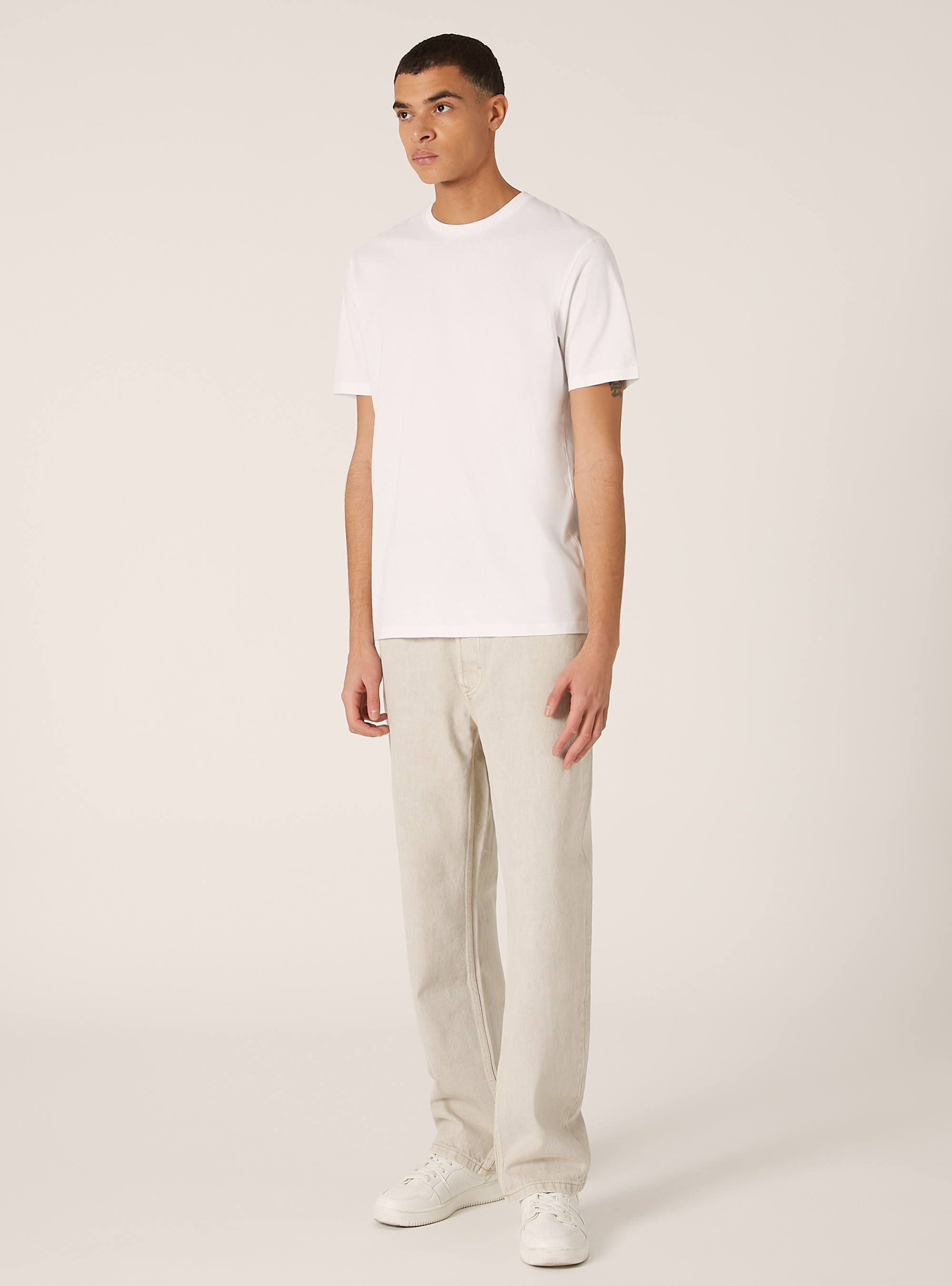 Cotton crew neck t-shirt, WH3 WHITE