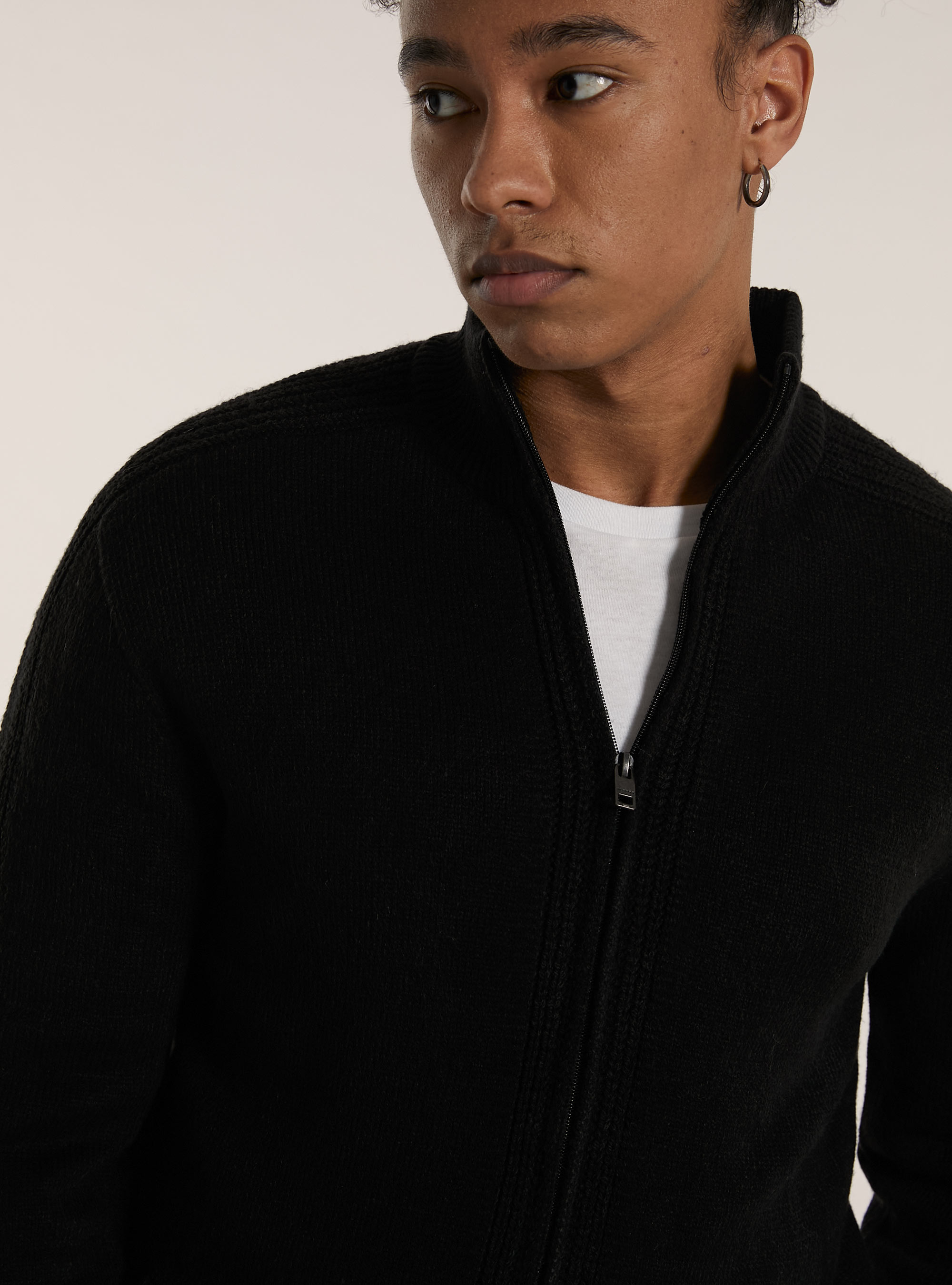 Strickjacke mit Reißverschluss, BK1 BLACK