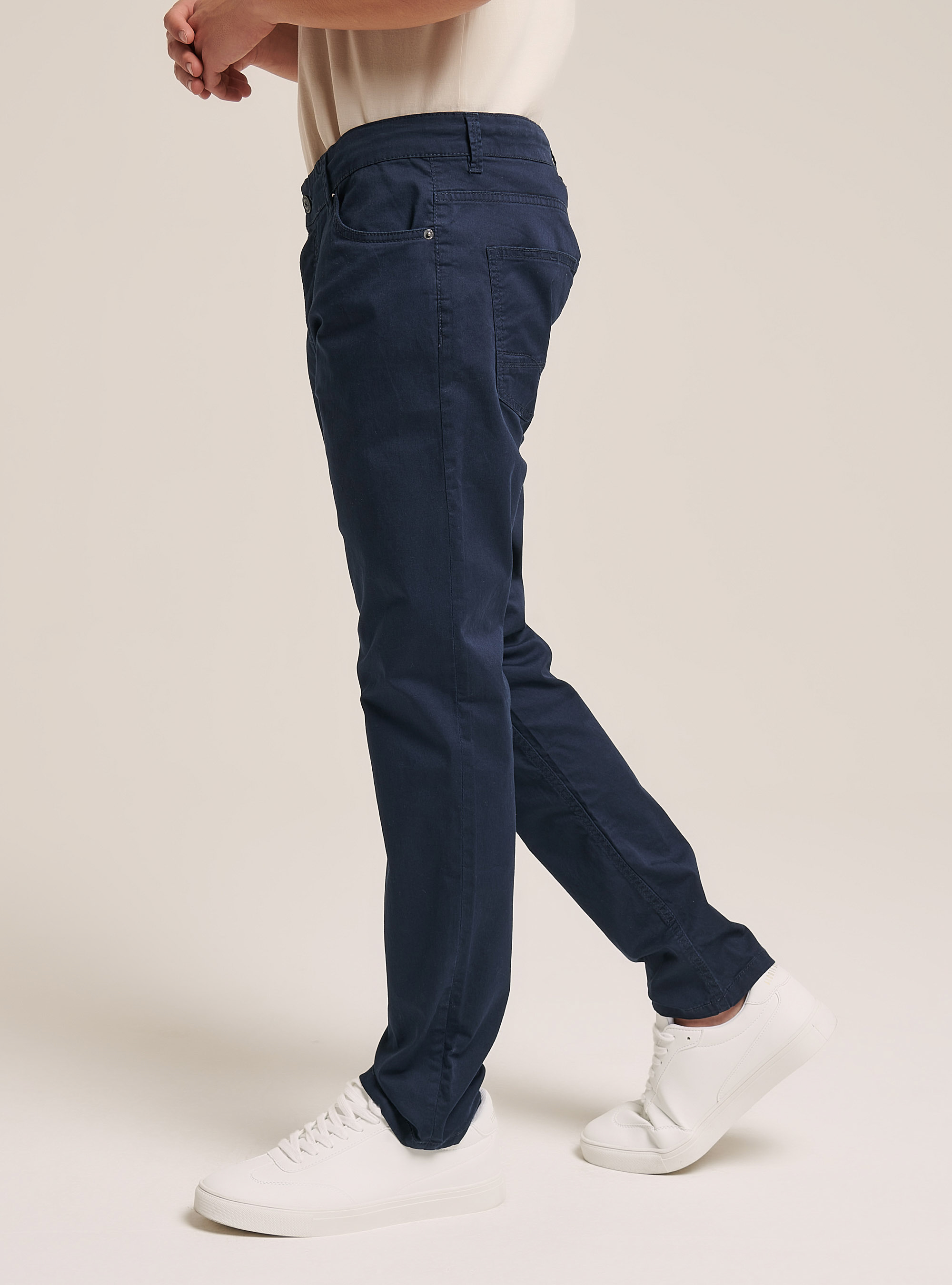 Skinny fit stretch twill trousers, BLUE NAVY