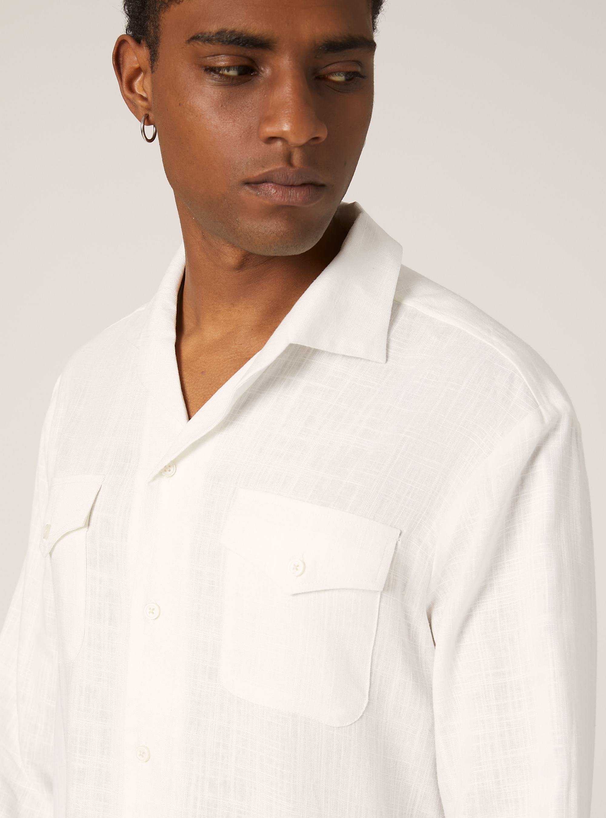 Linen-blend shirt with pockets, WH2 WHITE
