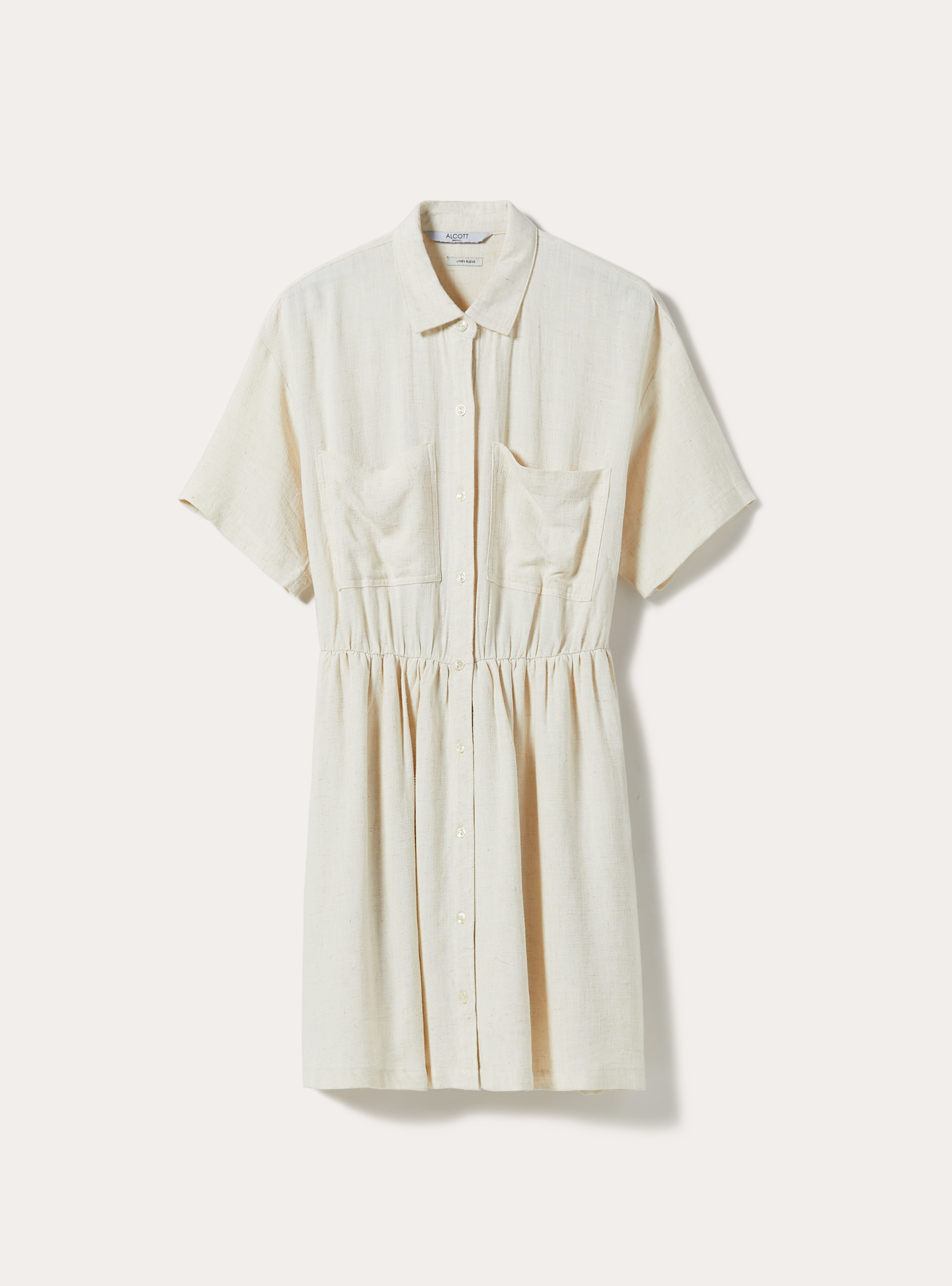 Linen blend shirt dress, MBG3 BEIGE MEL LIGHT