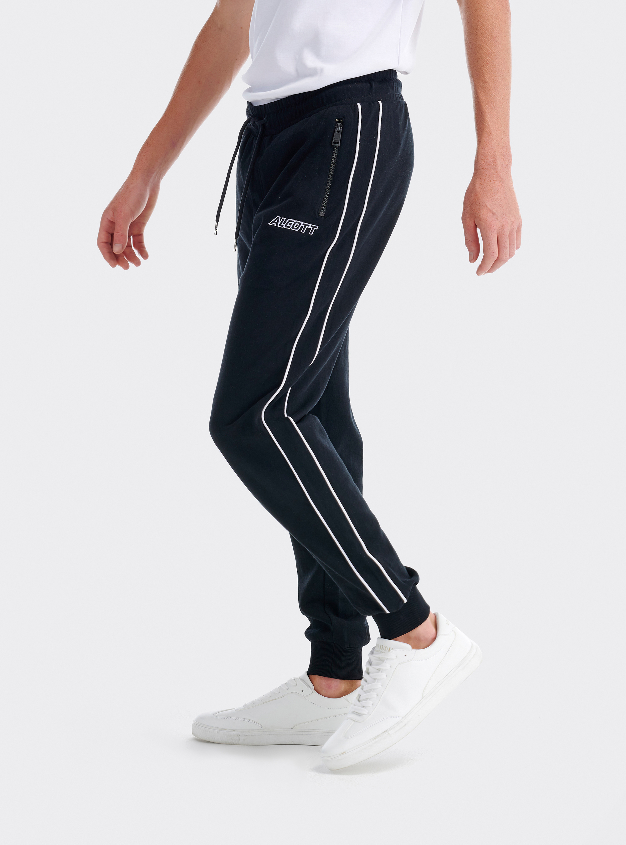 Pantalon de jogging avec bande contrastante et logo, C101 BLACK