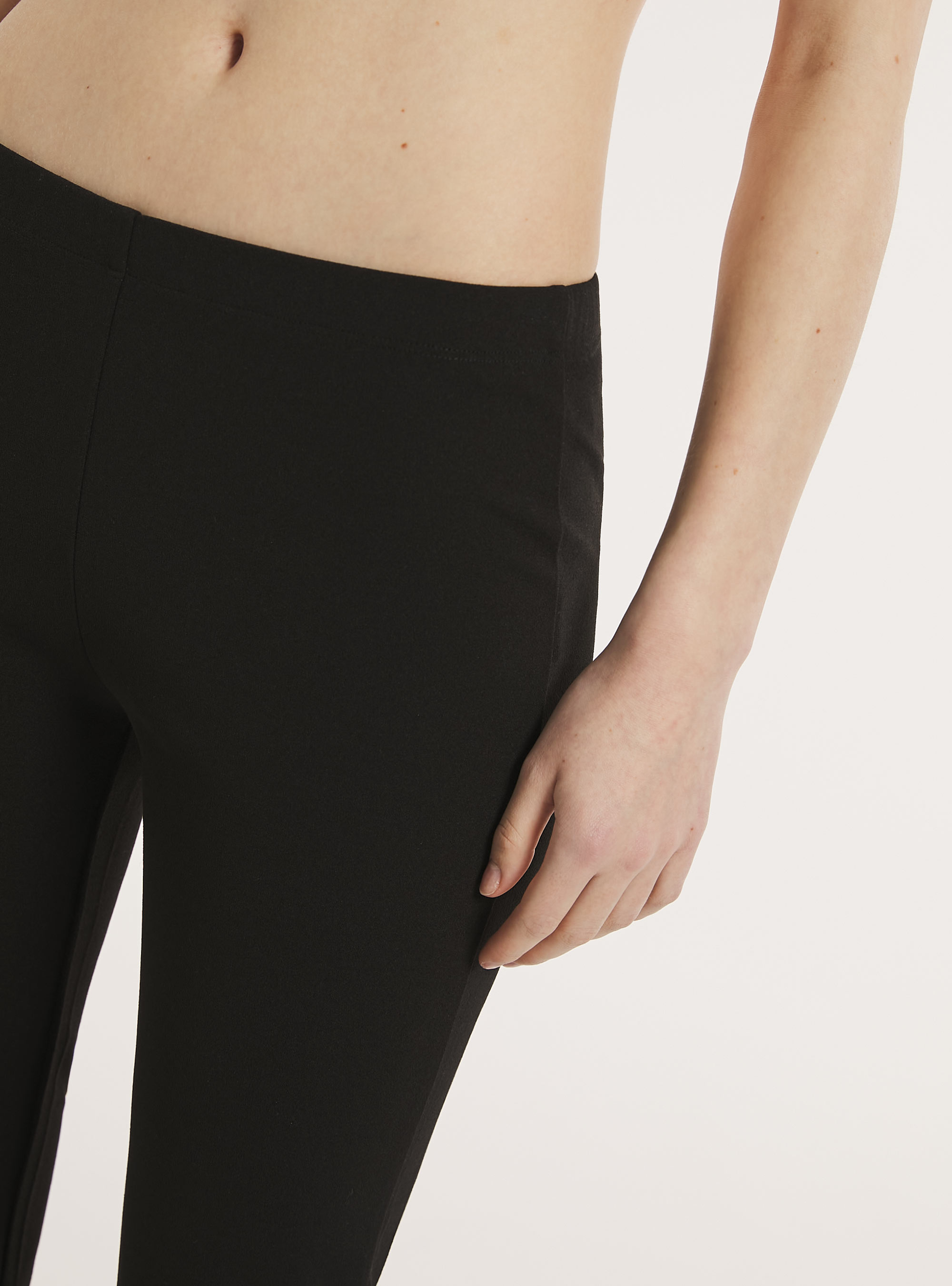 Flare trousers with elasticated waist, BK1 BLACK