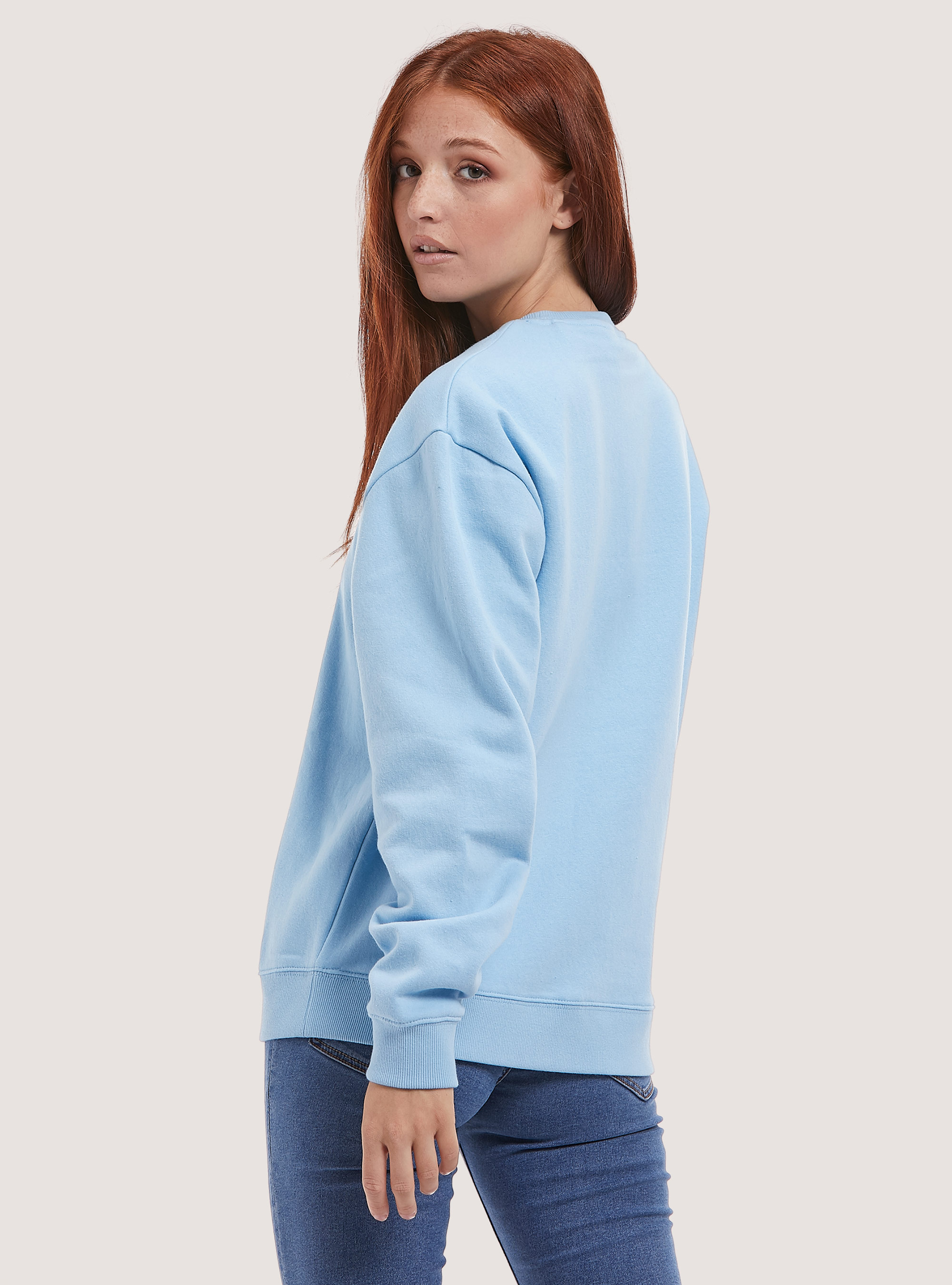 Plain cotton crew-neck sweatshirt 