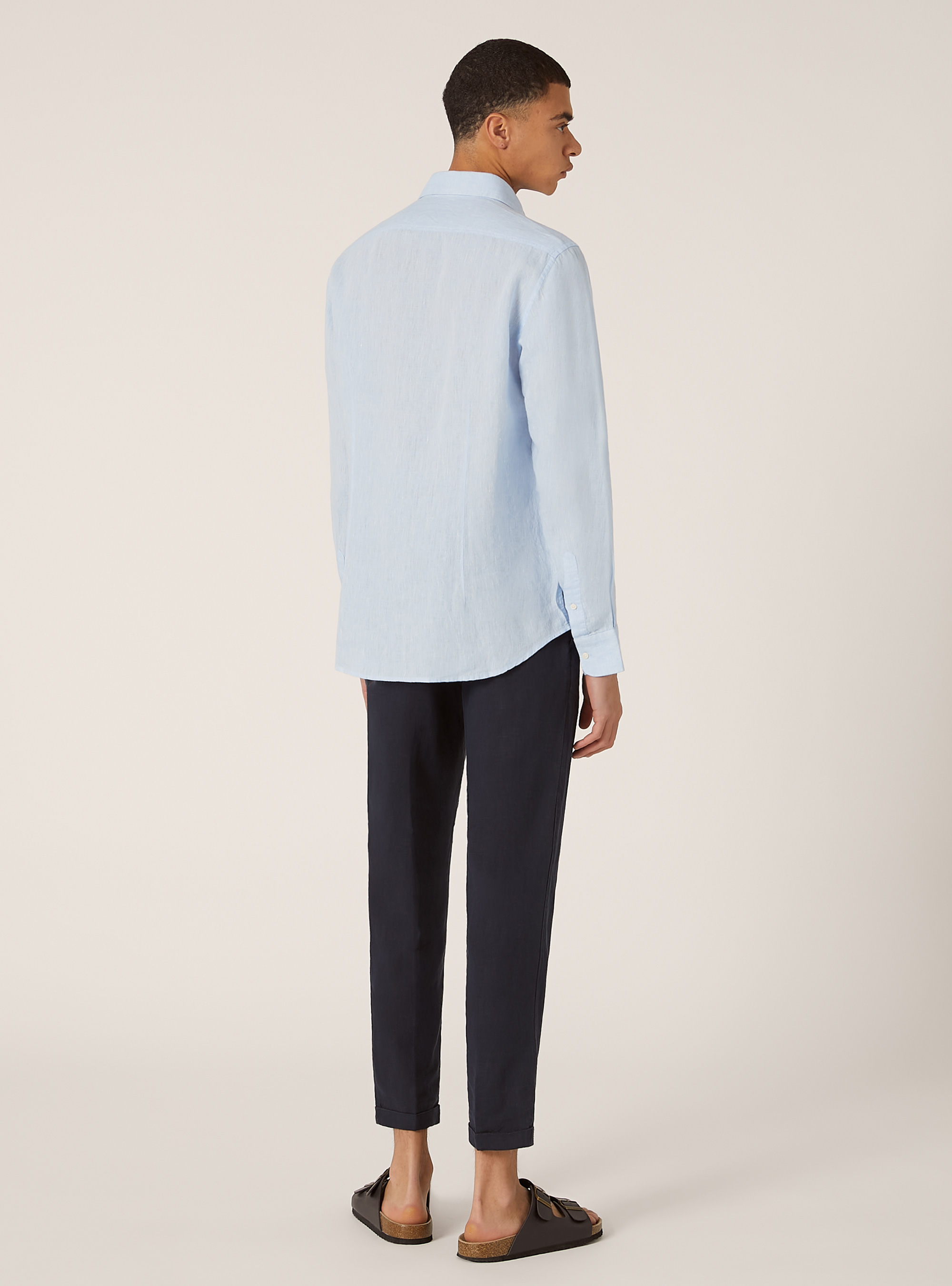 Long-sleeved pure linen shirt, AZ3 AZURE LIGHT