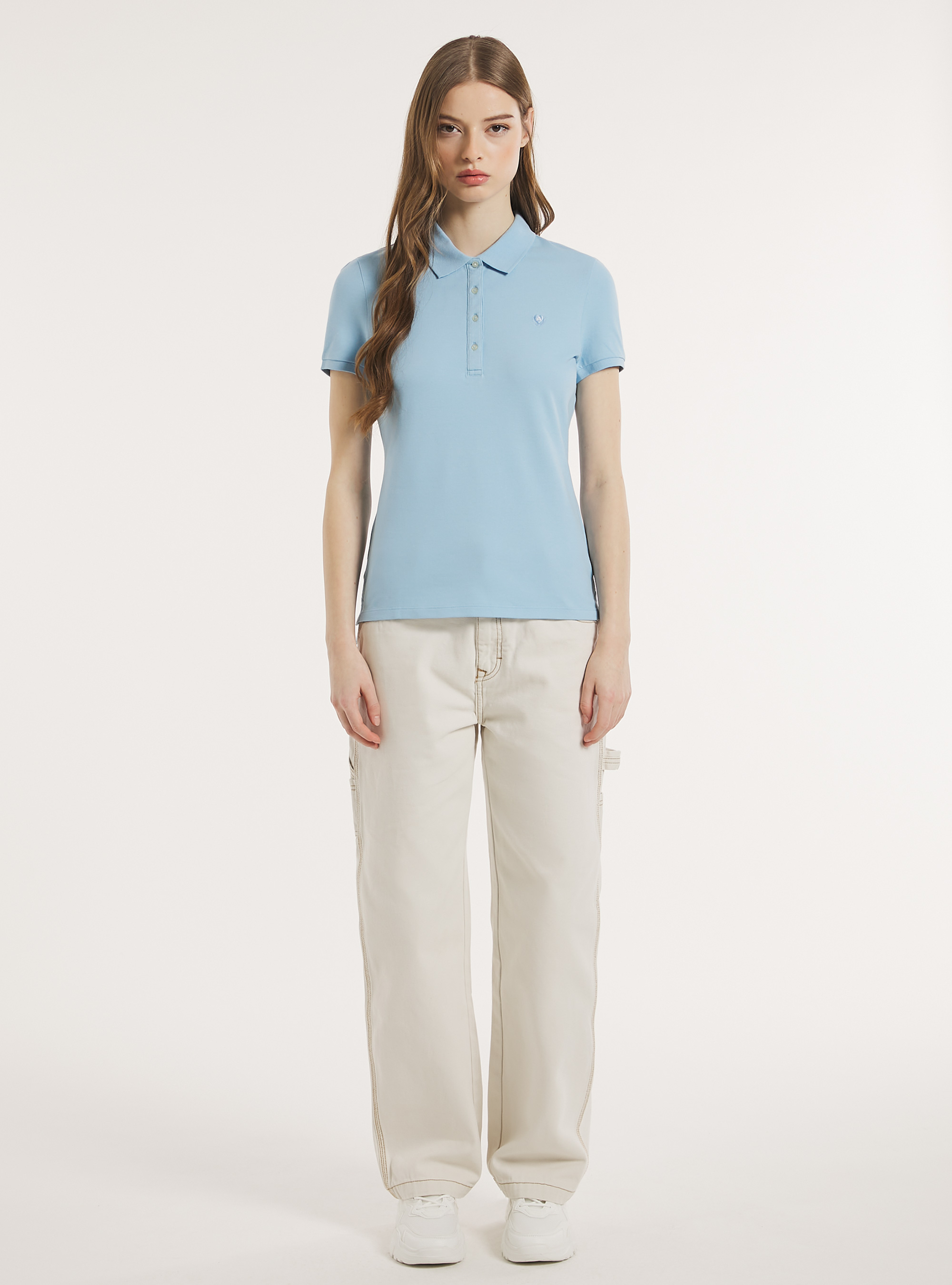 Polo en coton piqué avec broderie, AZ3 AZURE LIGHT