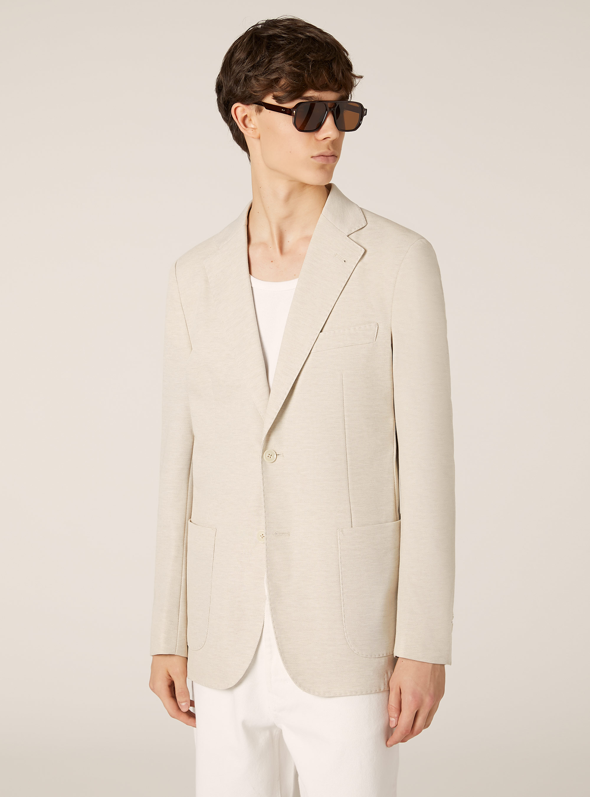 Chaqueta de piqué de algodón, BG2 BEIGE MEDIUM